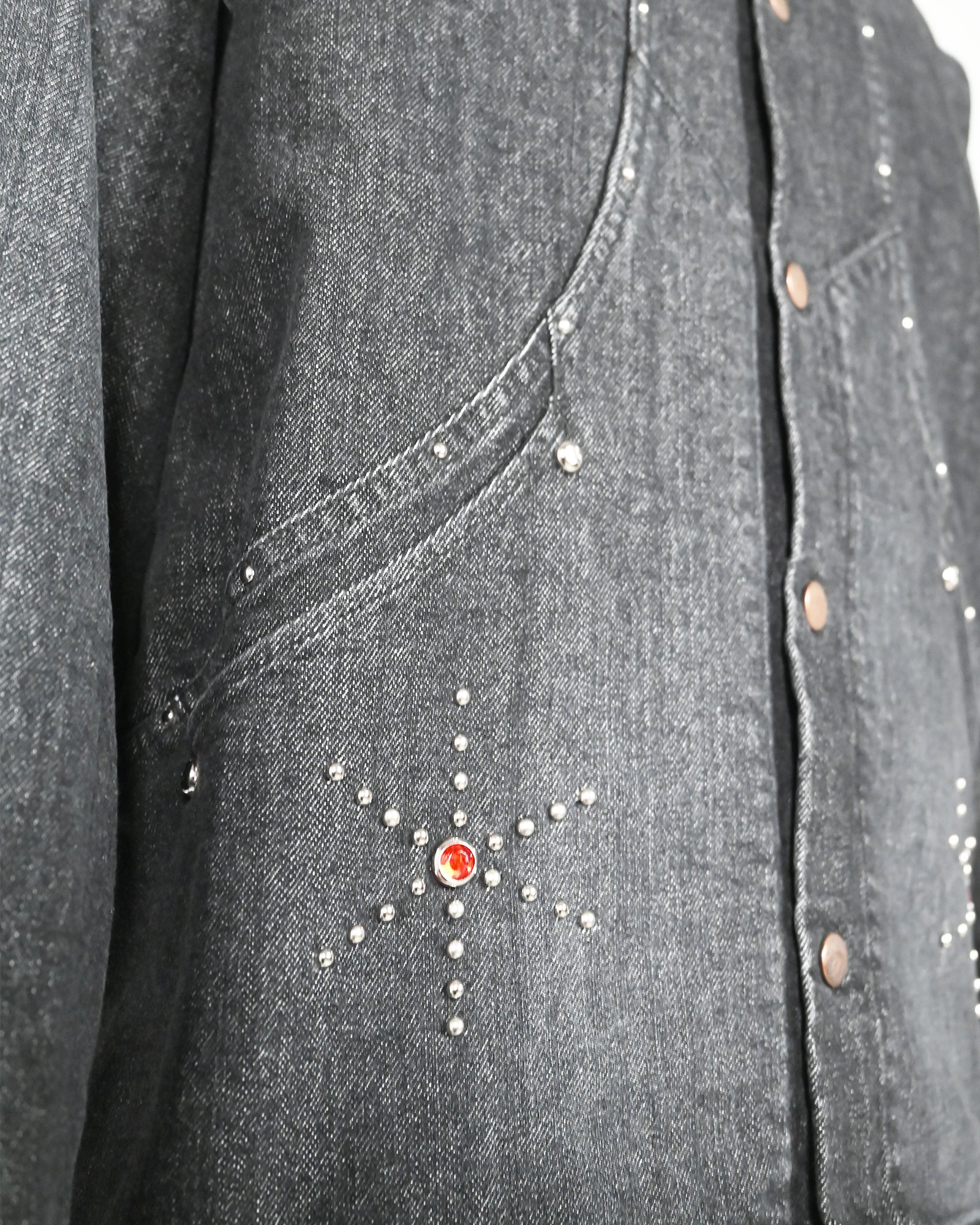 SWJP・エスダブリュージェーピー - デニムジャケット STUDS WORK JACKET / GREY