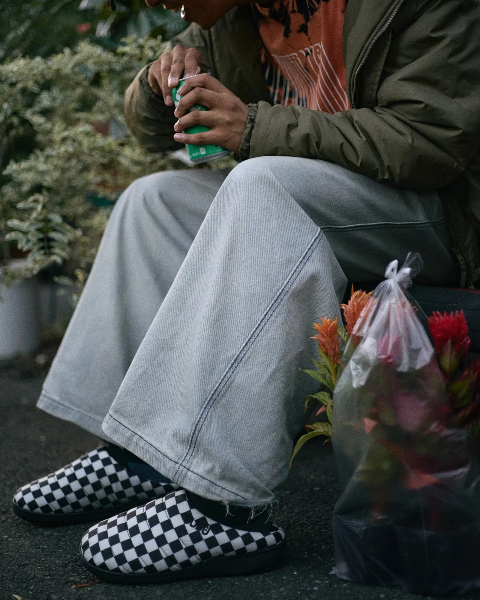 SUBU・スブ - サンダル SUBU ORIGINALS F-LINE CHECKER / BLACK / WHITE
