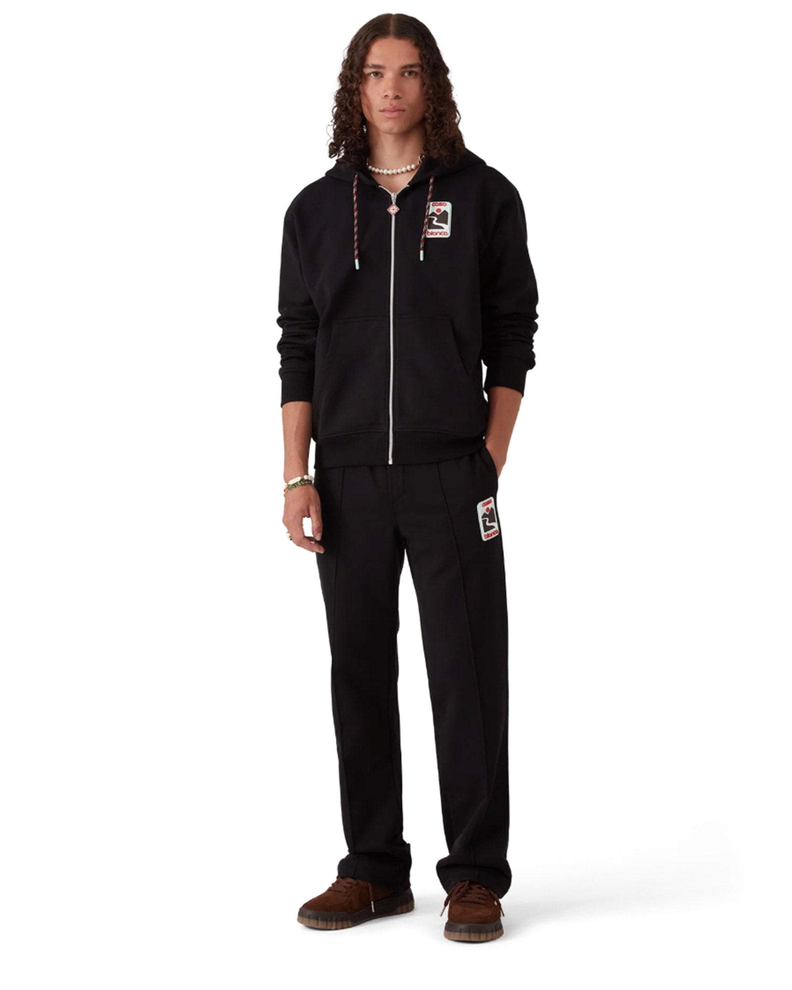 CASABLANCA・カサブランカ - スウェットパンツ SUNSET VALLEY RUBBER PATCH OPEN HEM JOGGER / BLACK