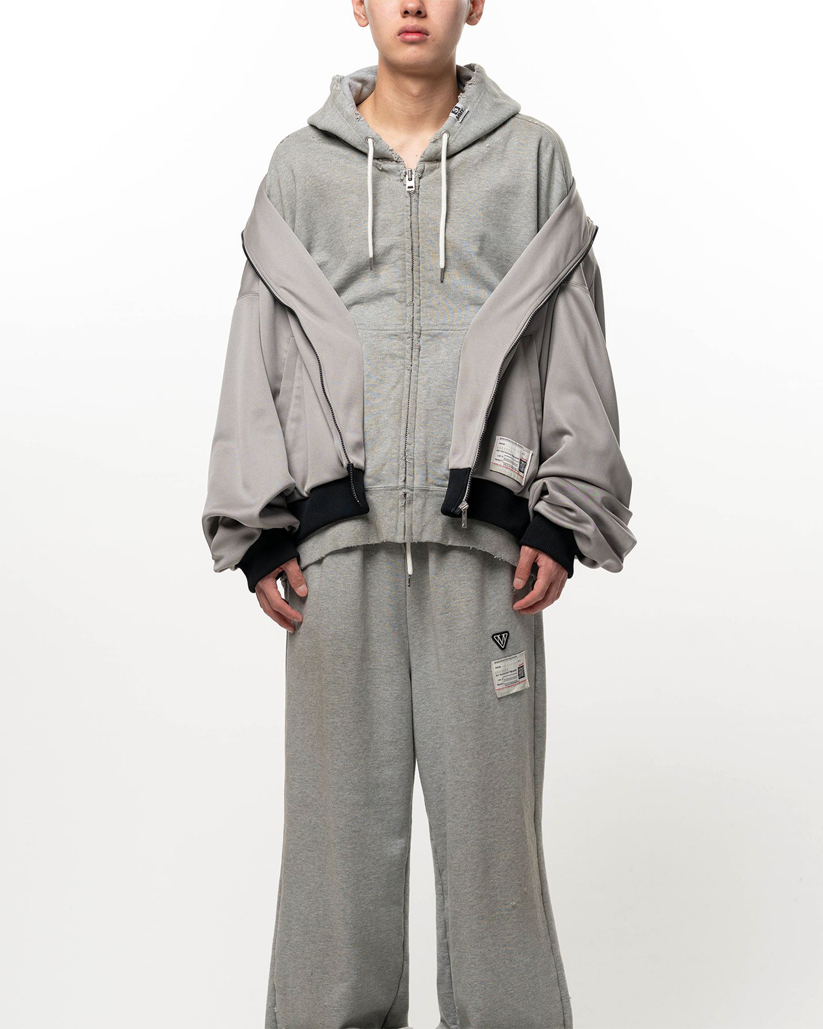 MIHARA YASUHIRO・ミハラヤスヒロ - ジャケット TRACK JACKET LAYERED SWEAT PARKA / GRAY