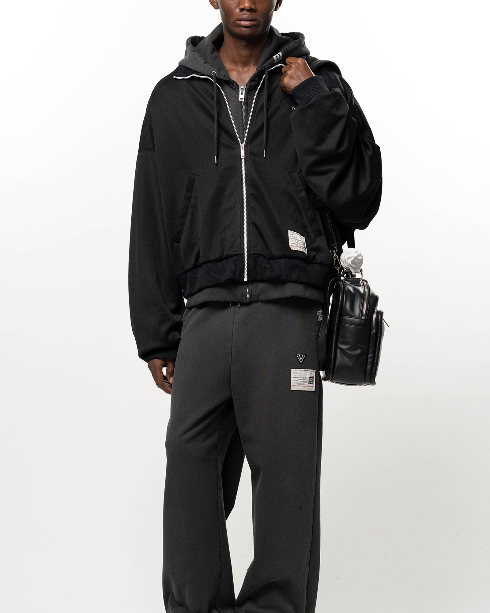 MIHARA YASUHIRO・ミハラヤスヒロ - ジャケット TRACK JACKET LAYERED SWEAT PARKA / BLACK
