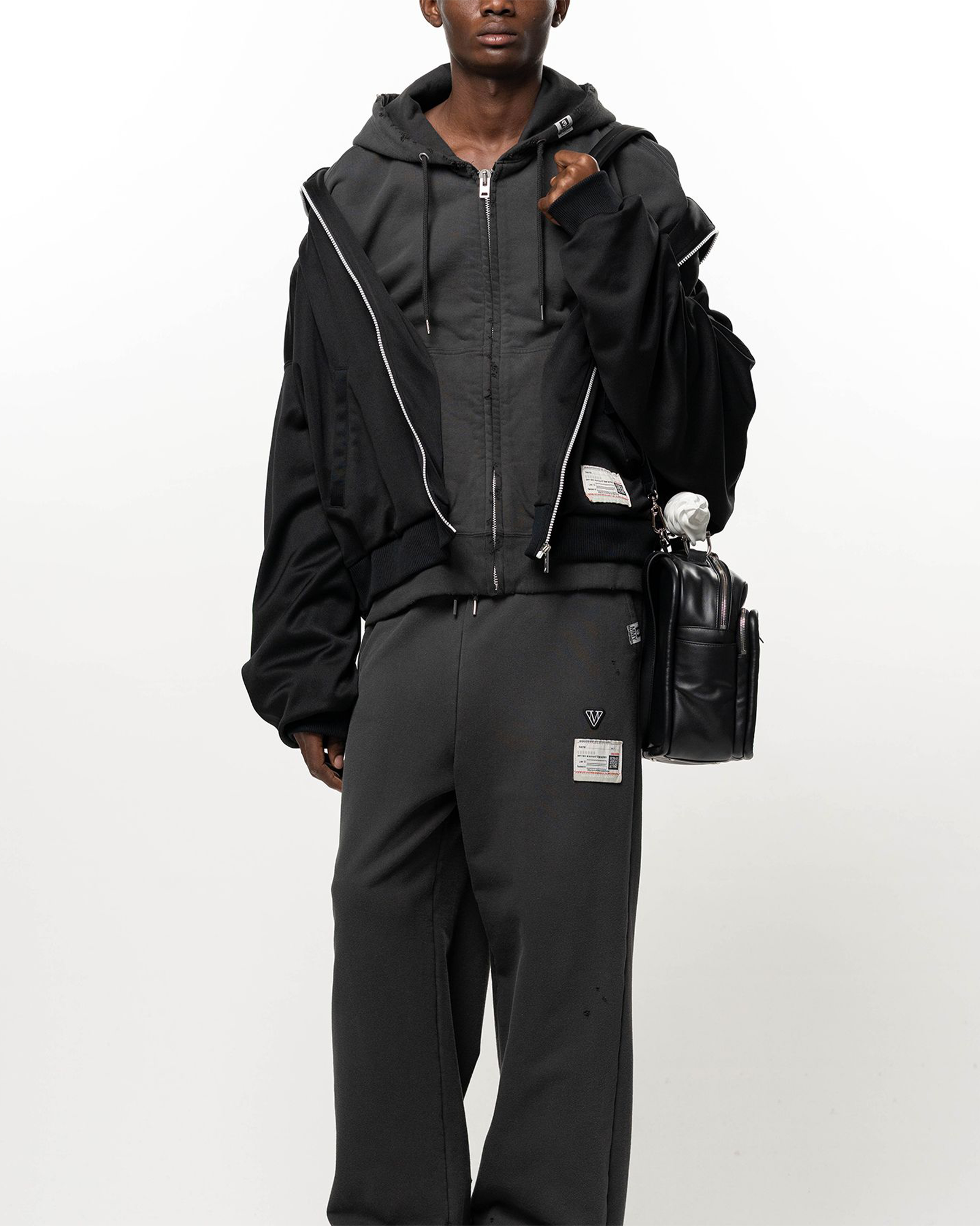 MIHARA YASUHIRO・ミハラヤスヒロ - ジャケット TRACK JACKET LAYERED SWEAT PARKA / BLACK