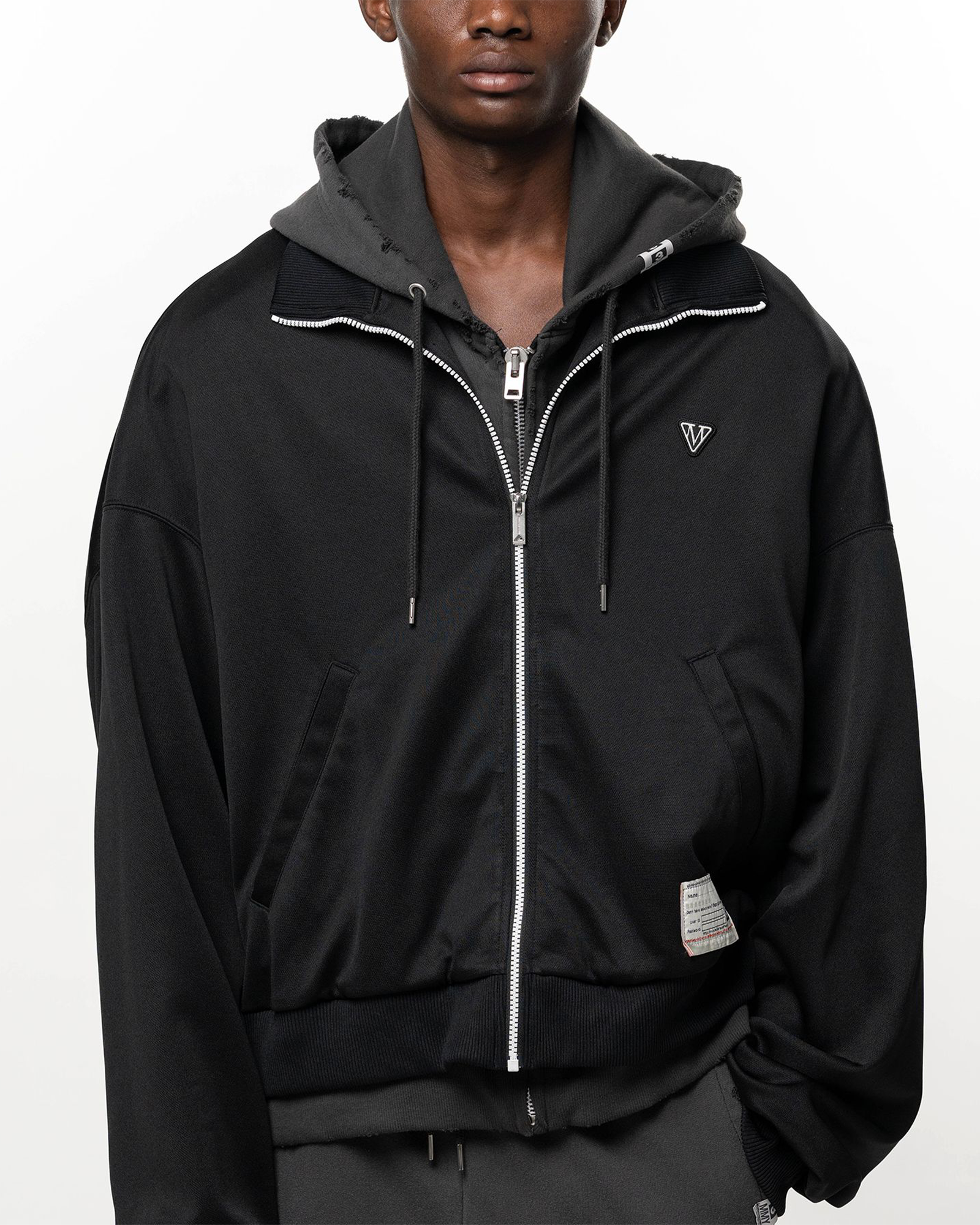 MIHARA YASUHIRO・ミハラヤスヒロ - ジャケット TRACK JACKET LAYERED SWEAT PARKA / BLACK
