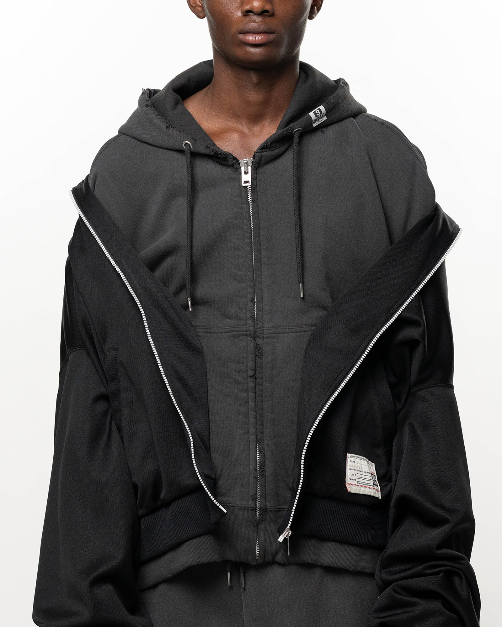 MIHARA YASUHIRO・ミハラヤスヒロ - ジャケット TRACK JACKET LAYERED SWEAT PARKA / BLACK