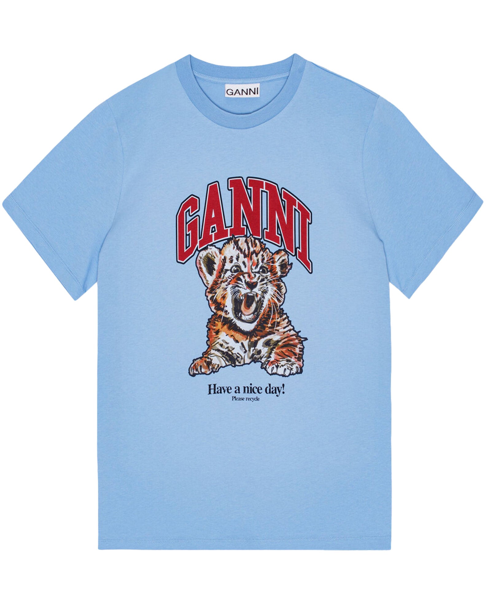 GANNI・ガニー - Tシャツ・カットソー BASIC JERSEY TIGER RELAXED T-SHIRT / BLISSFUL BLUE