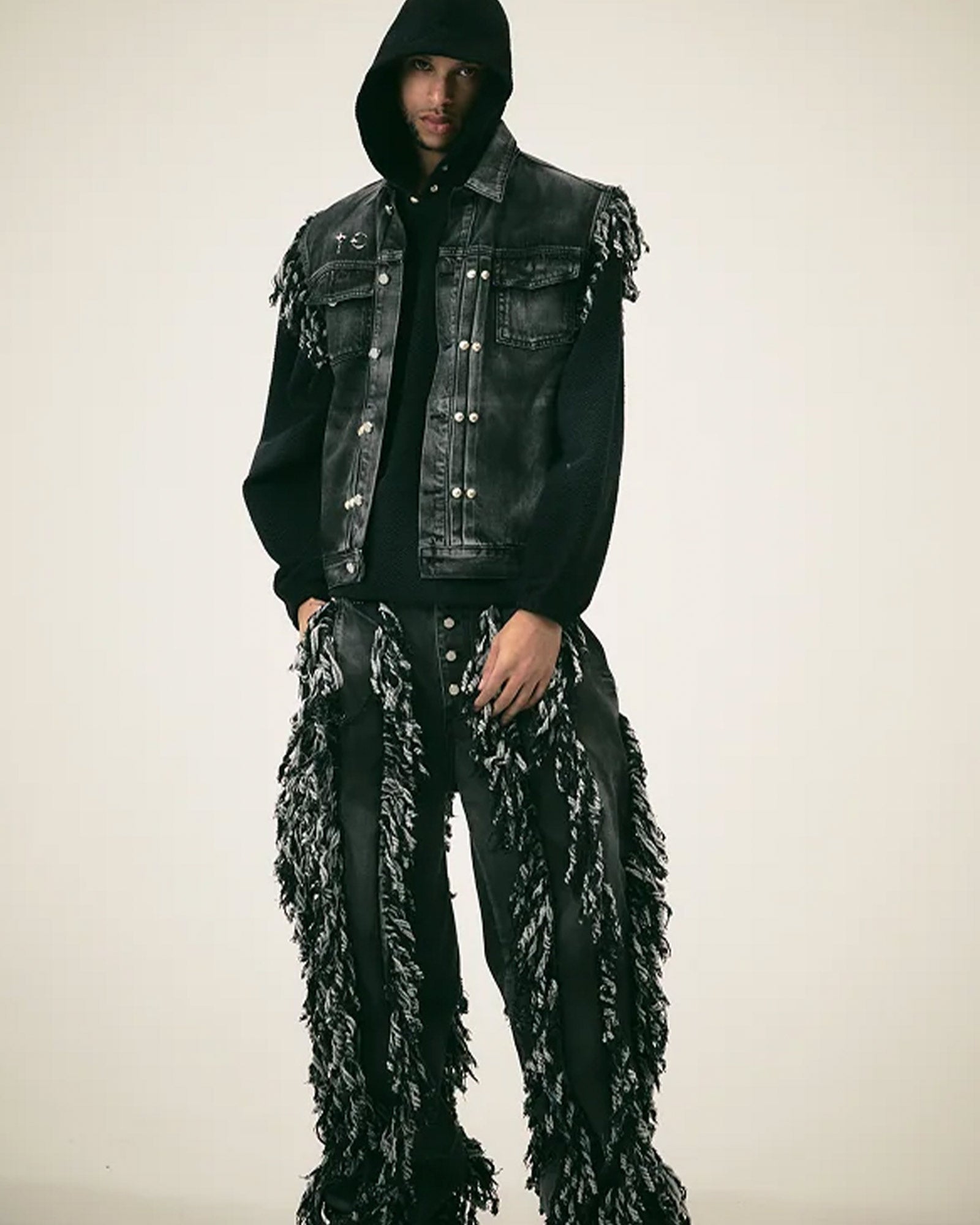 THUG CLUB・サグクラブ - デニムジャケット TC ANGELS DENIM VEST / BLACK