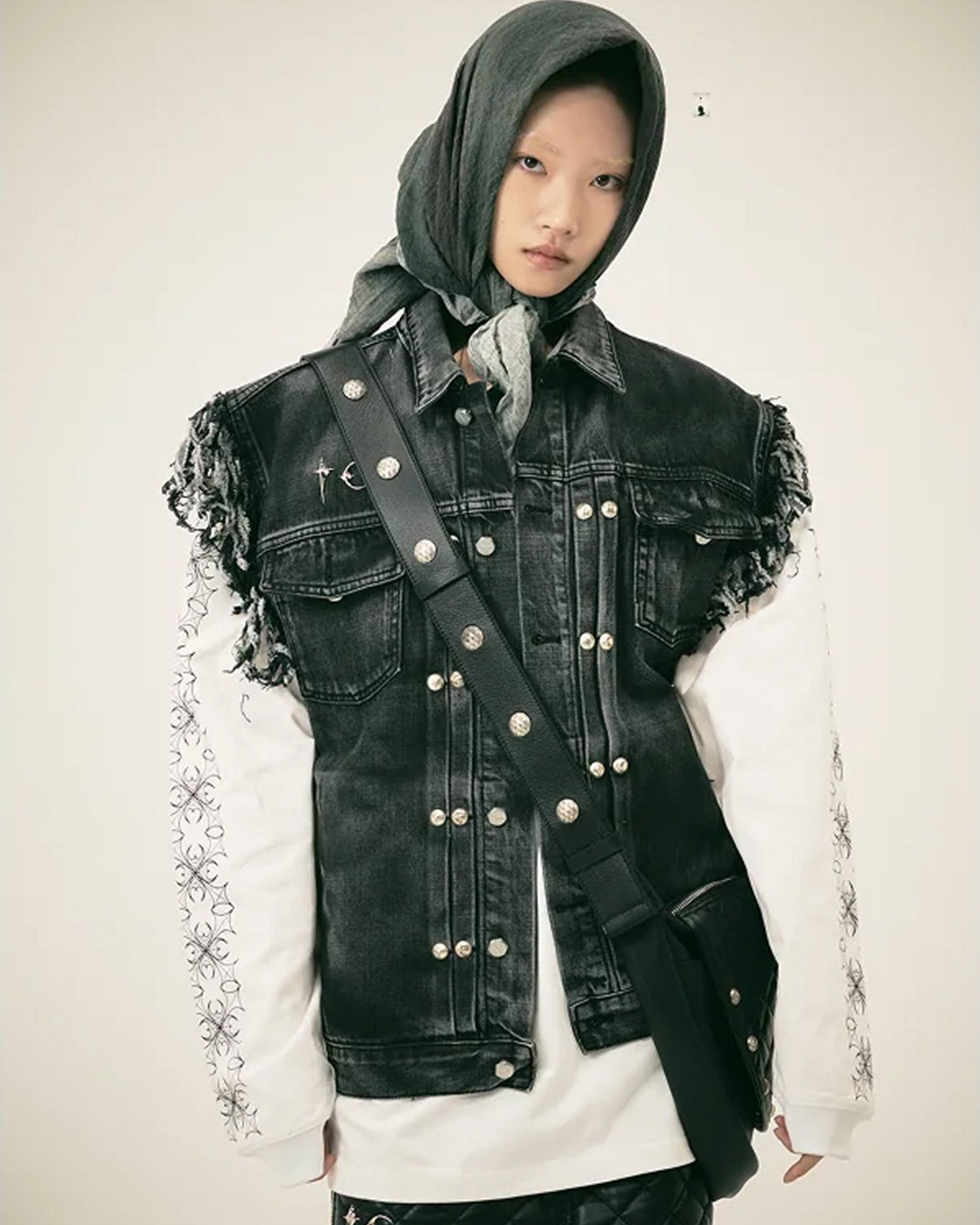 THUG CLUB・サグクラブ - デニムジャケット TC ANGELS DENIM VEST / BLACK