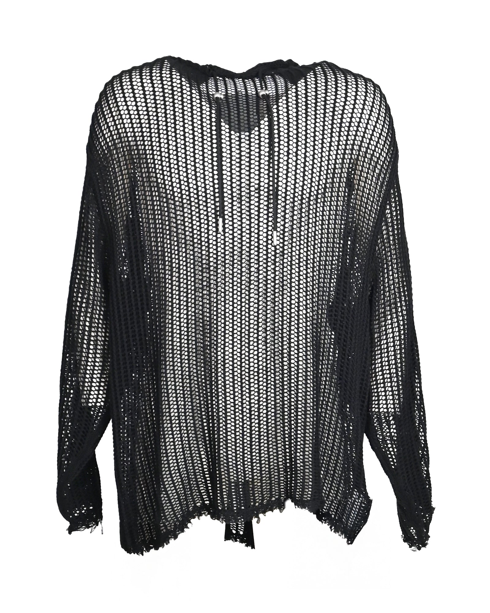 TC LINE MESH KNIT HOODIE / BLACK