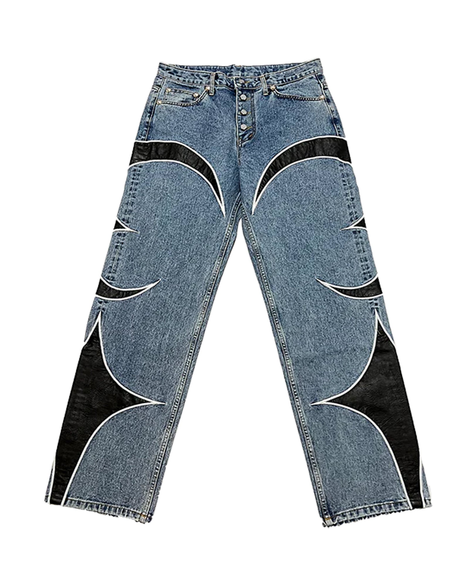 TC LEATHER WASHING DENIM PANTS / BLUE