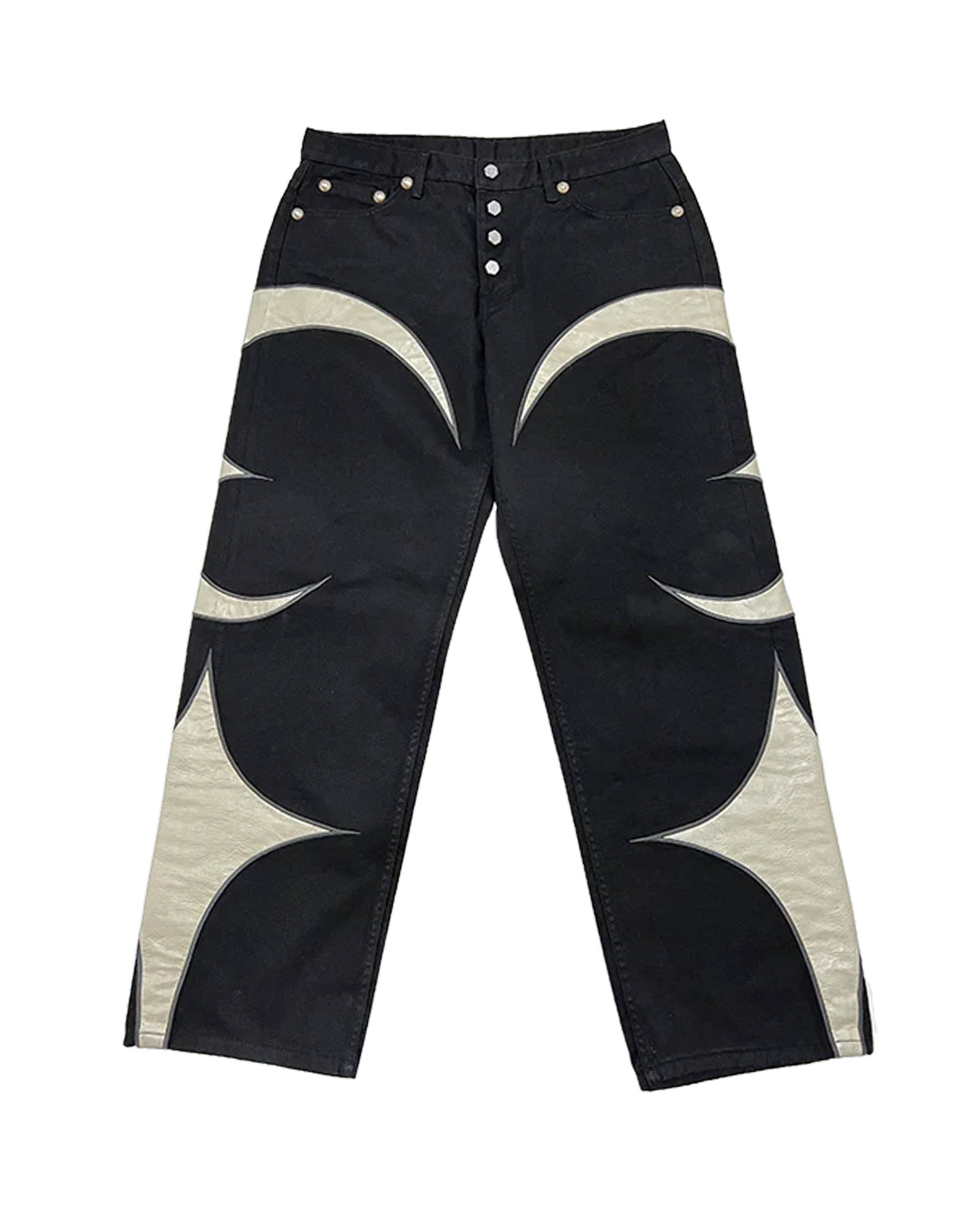 TC LEATHER WASHING DENIM PANTS / BLACK