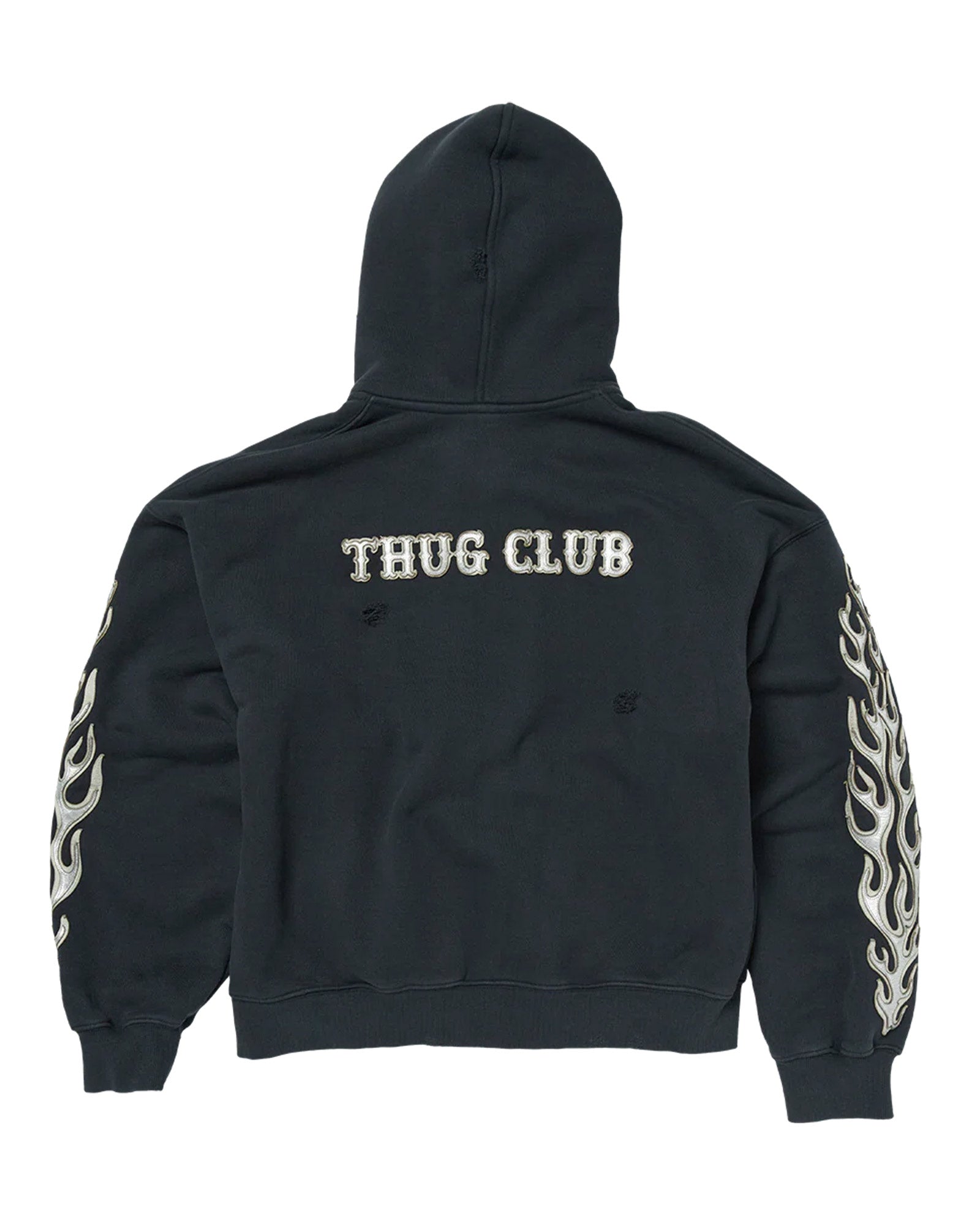 THUG CLUB・サグクラブ - パーカー・フーディ LEATHER FLAME HOODED ZIP-UP / NAVY