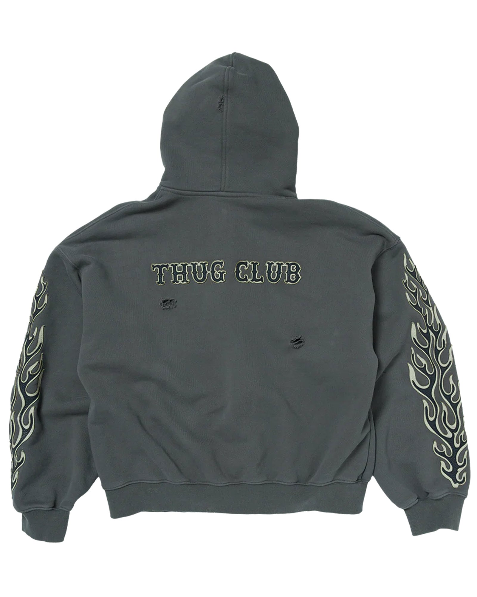 THUG CLUB・サグクラブ - パーカー・フーディ LEATHER FLAME HOODED ZIP-UP / GREY