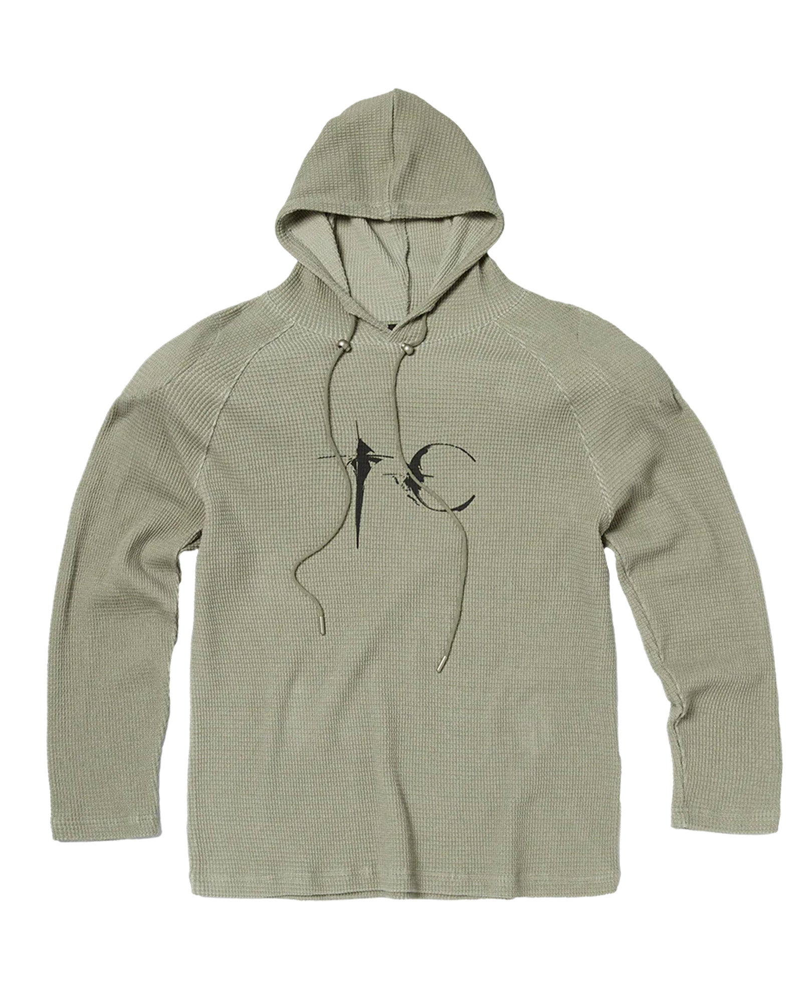 BULK SHOULDER WAFFLE HOODIE / KHAKI