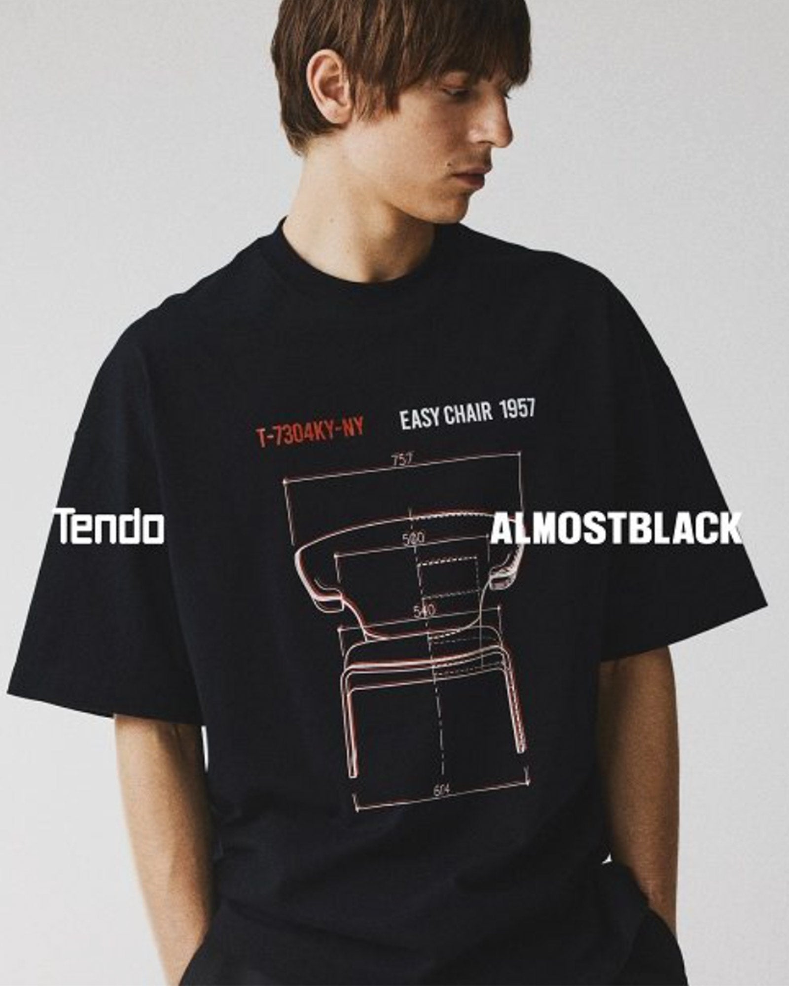 ALMOST BLACK・オールモスト ブラック - トップス TENDO PRINT T-SHIRTS / BLACK