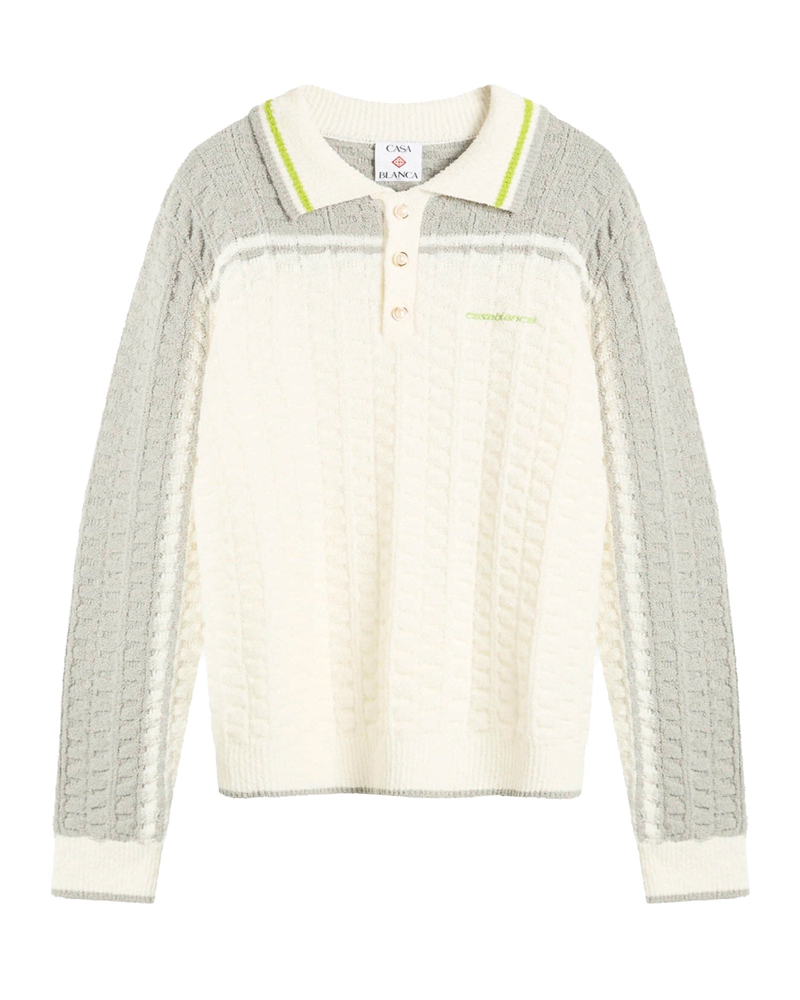 TENNIS BOUCLE LONG SLEEVE POLO SHIRT / WHITE