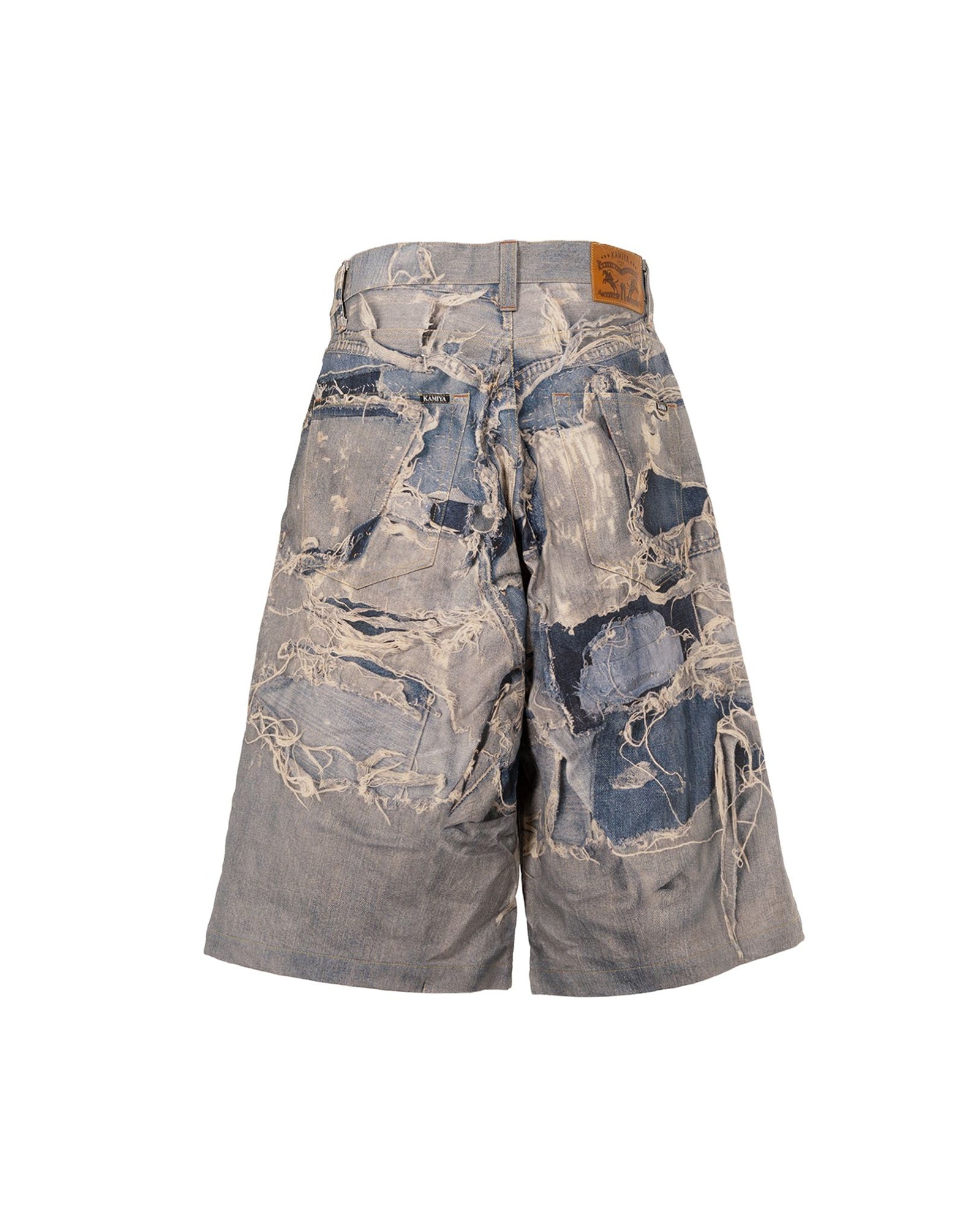 KAMIYA・カミヤ - ハーフ・ショートパンツ TROMPE-L'OEIL PRINT BERMUDA SHORTS / INDIGO