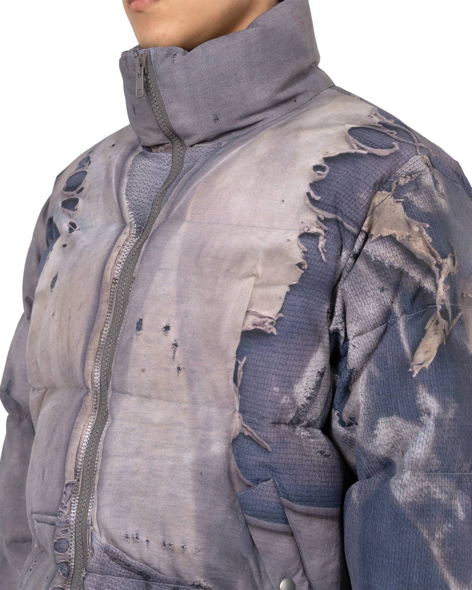 KAMIYA・カミヤ - ダウンジャケット TROMPE-L'OEIL PRINT DOWN JACKET / NAVY