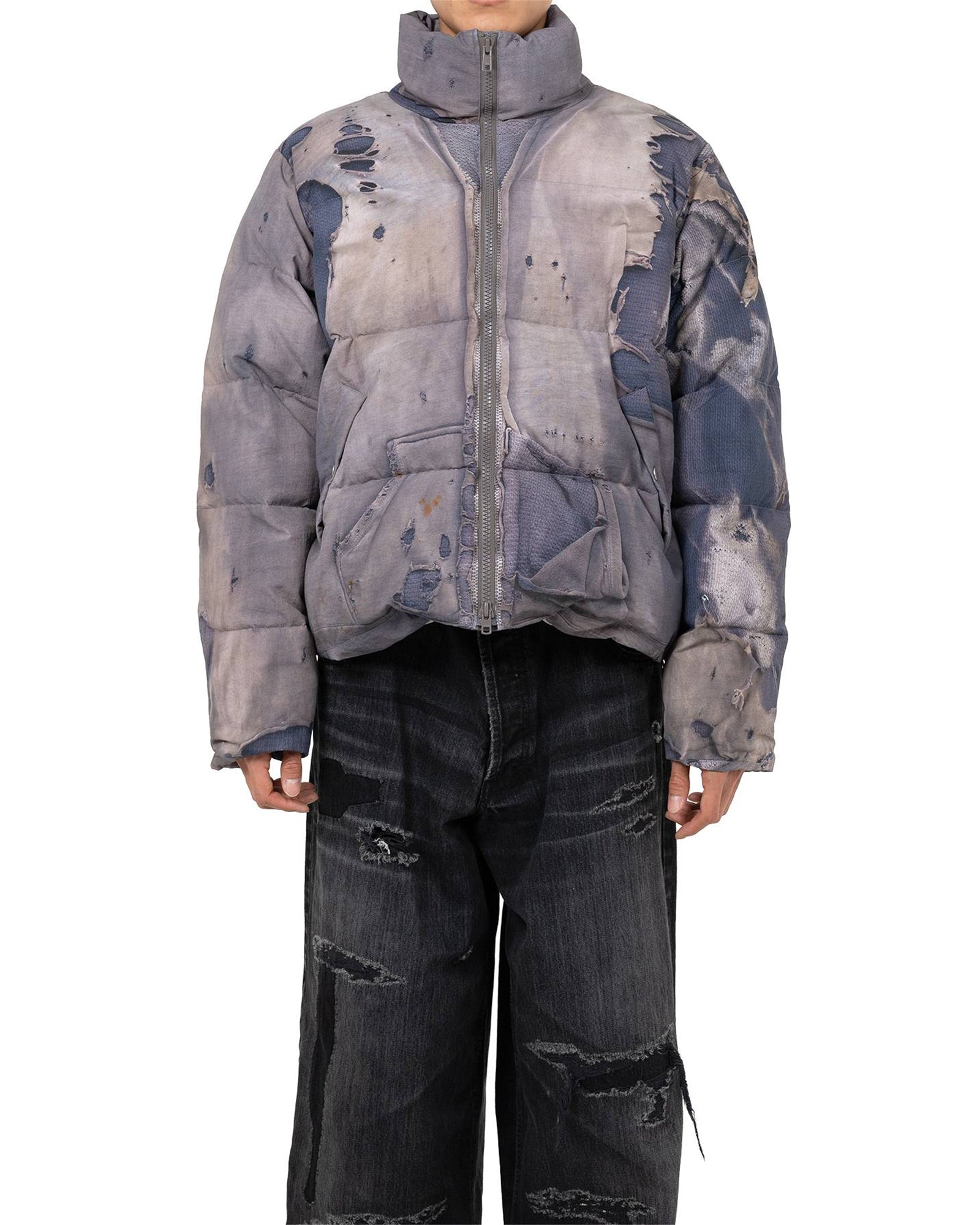 KAMIYA・カミヤ - ダウンジャケット TROMPE-L'OEIL PRINT DOWN JACKET / NAVY