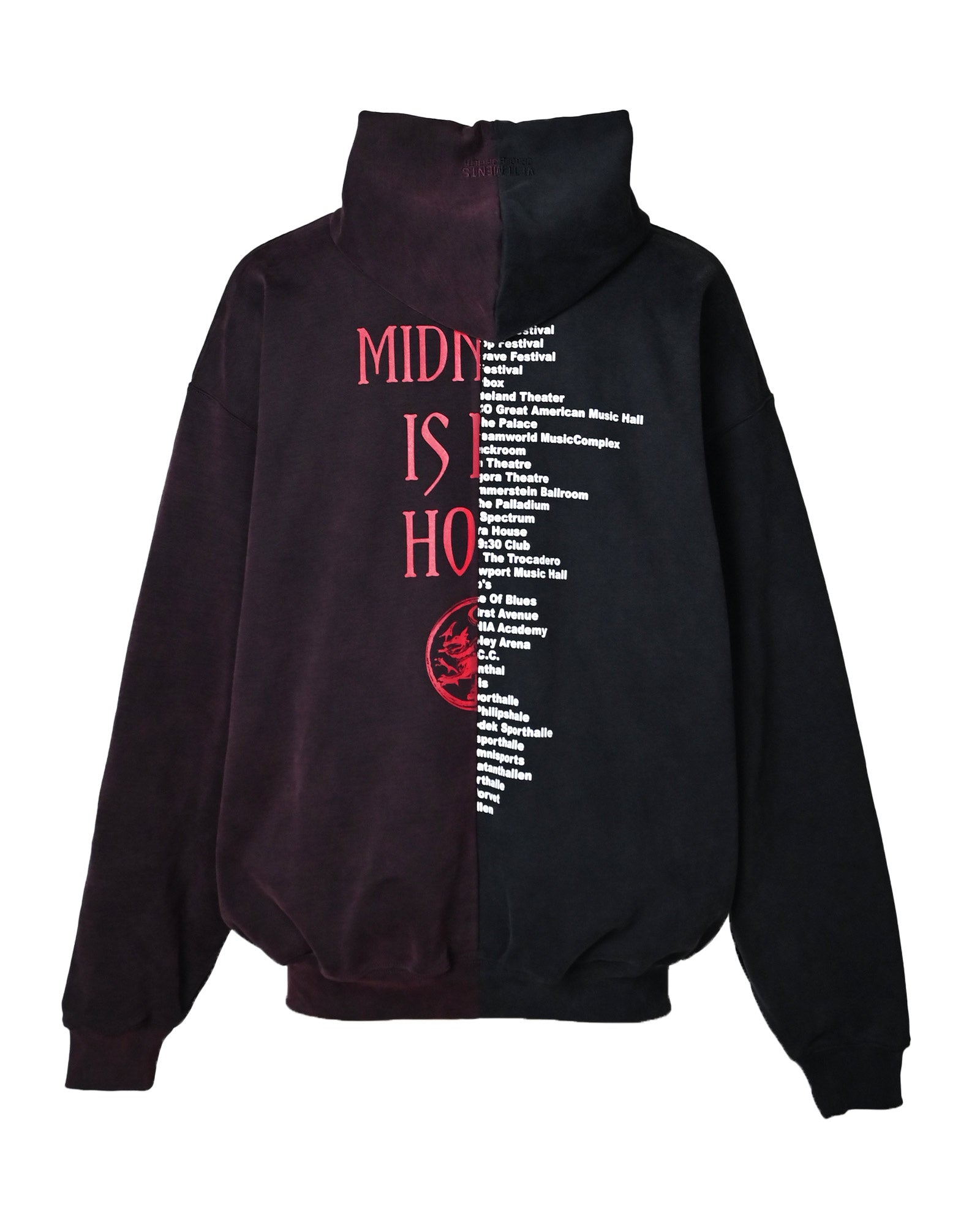 VETEMENTS・ヴェトモン -  COF CUT-UP OVERSIZED ZIP-UP HOODIE / BLACK / RED