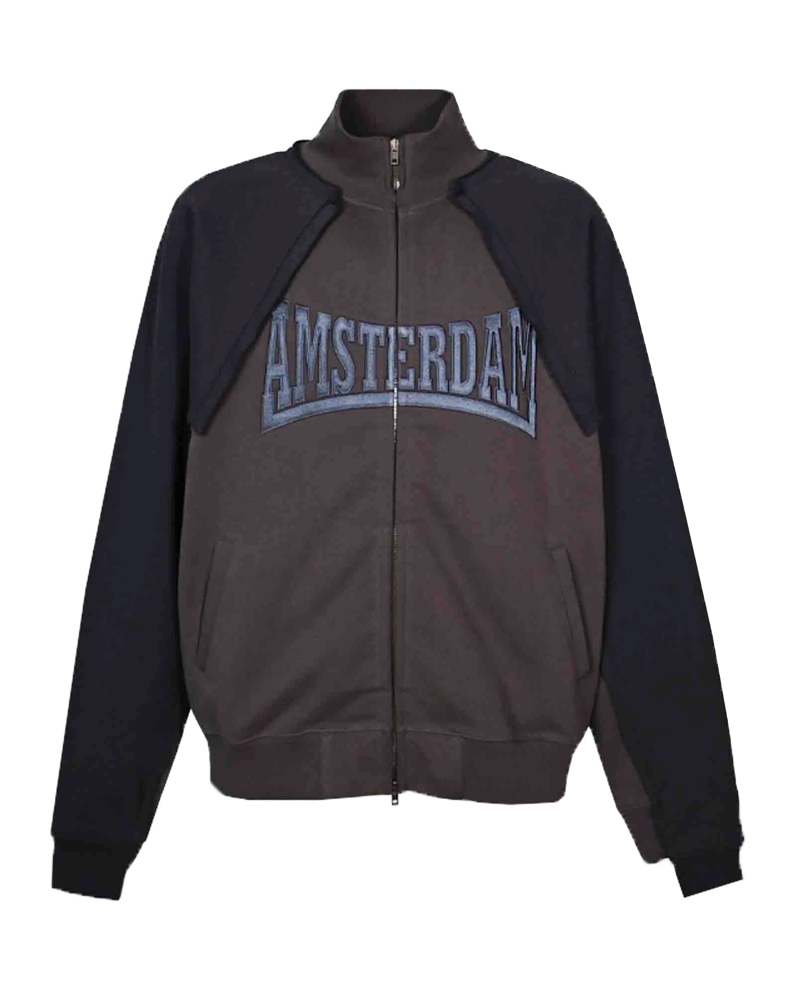 PATCHED ZIP-UP / CHOCOLATE BROWN / WASHED BLACK