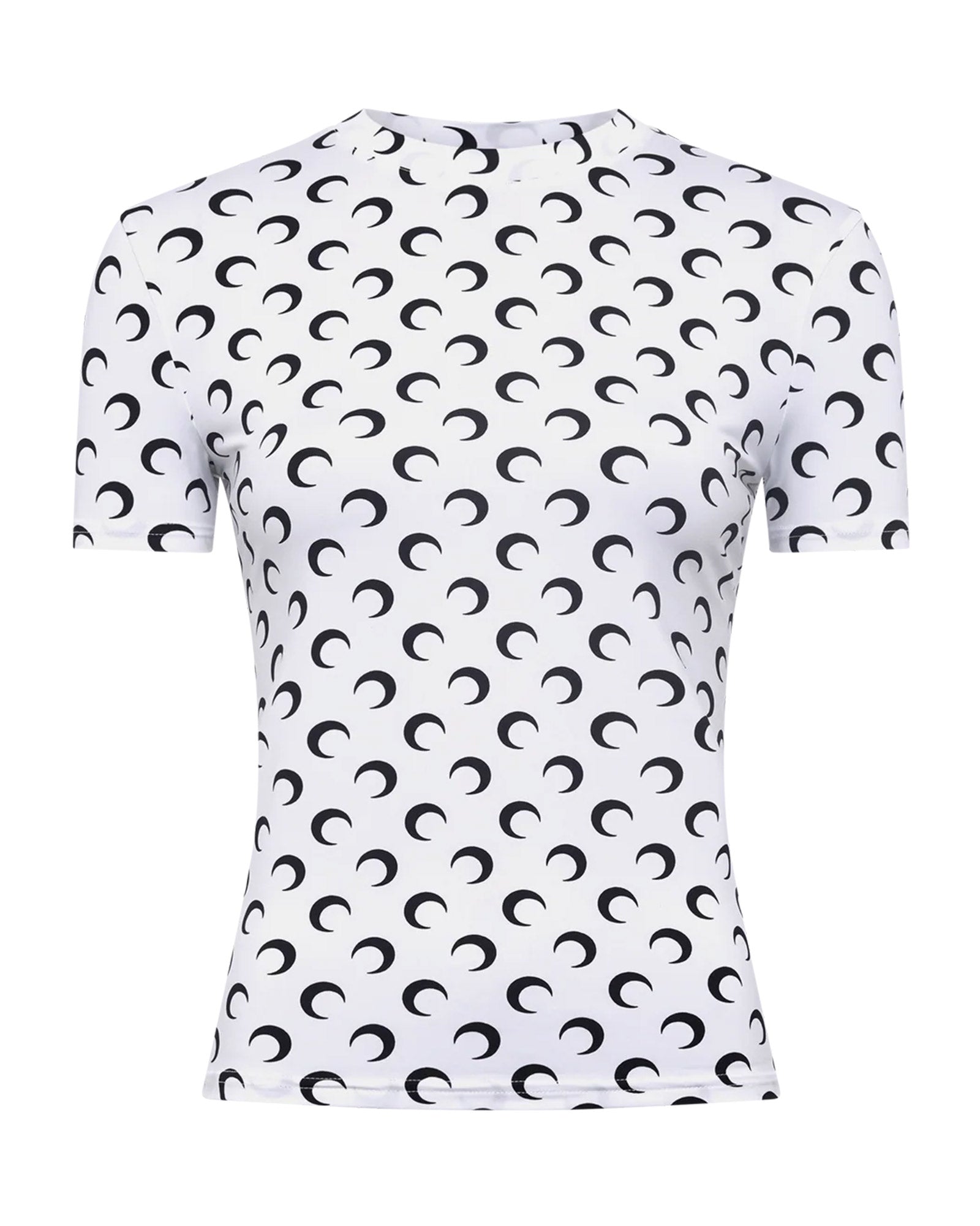 MOON PRINTED JERSEY SS CREWNECK TOP / OPTICAL WHITE