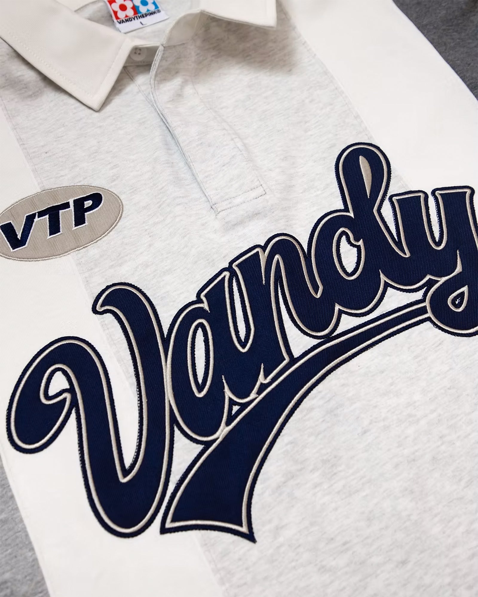 VANDY THE PINK・ヴァンディー・ザ・ピンク - L/S Tシャツ PATCHWORK POLO LS TEE / HEATHER GRAY