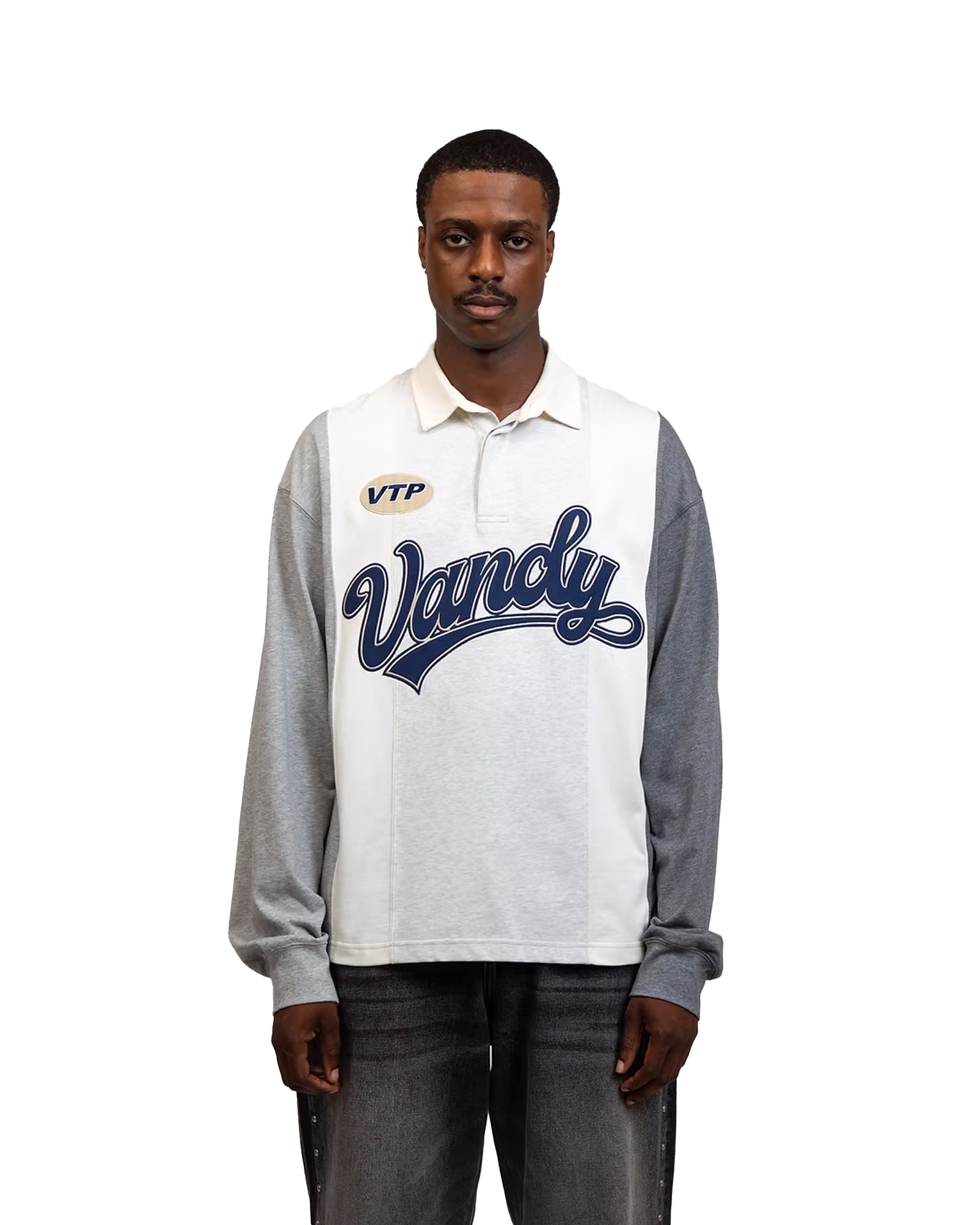 VANDY THE PINK・ヴァンディー・ザ・ピンク - L/S Tシャツ PATCHWORK POLO LS TEE / HEATHER GRAY