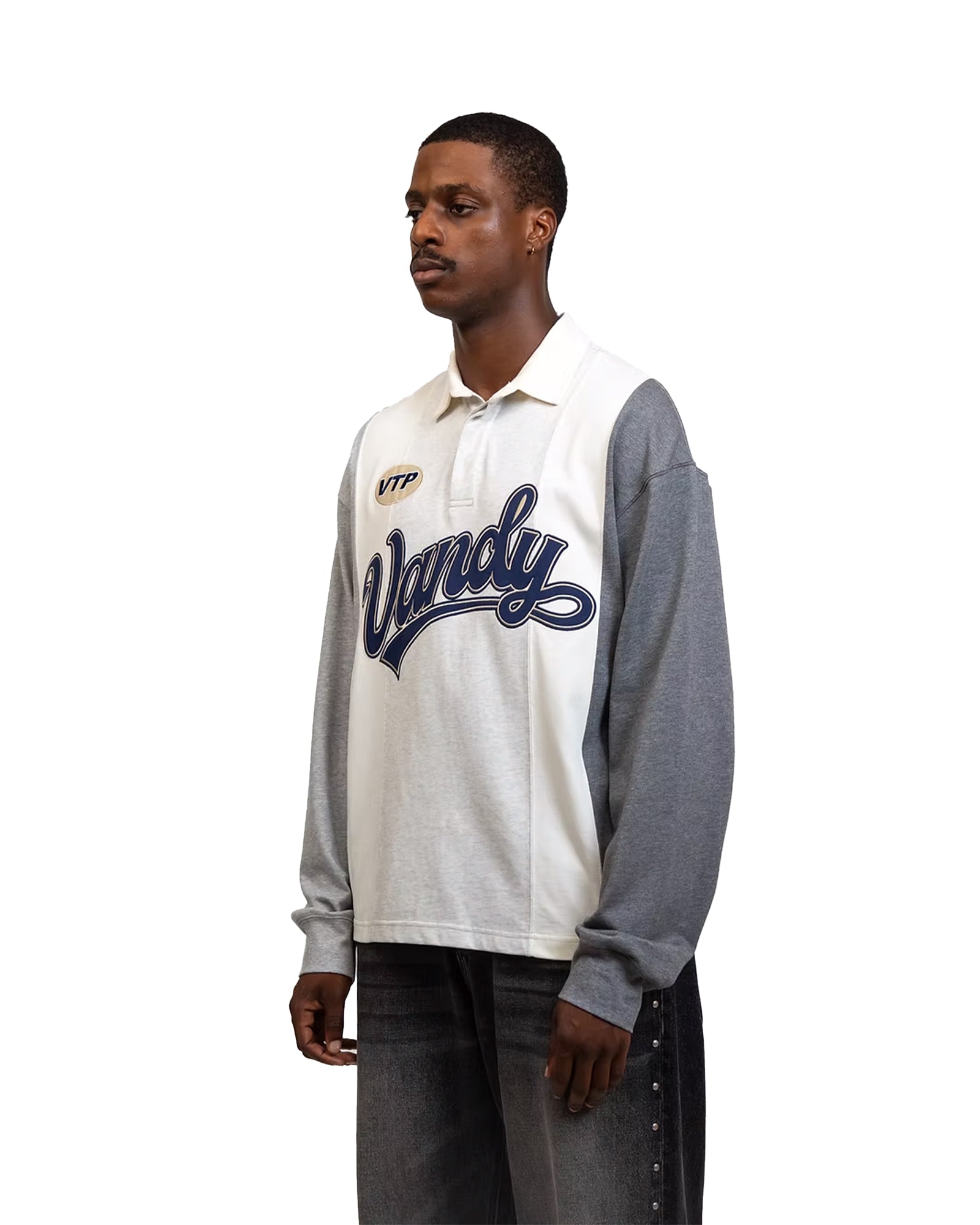 VANDY THE PINK・ヴァンディー・ザ・ピンク - L/S Tシャツ PATCHWORK POLO LS TEE / HEATHER GRAY