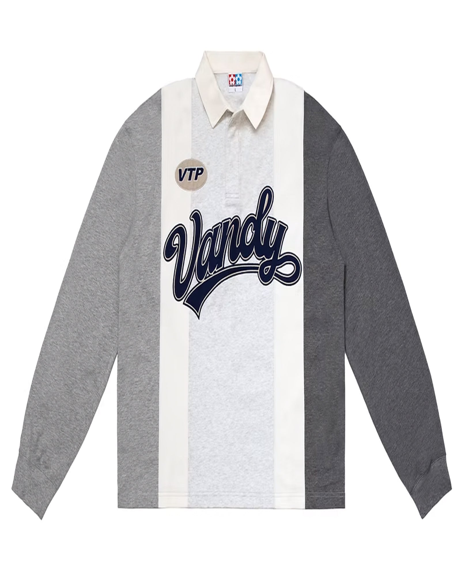 PATCHWORK POLO LS TEE / HEATHER GRAY