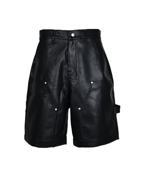 DOUBLE KNEE LEATHER SHORTS / BLACK | detail-online-store