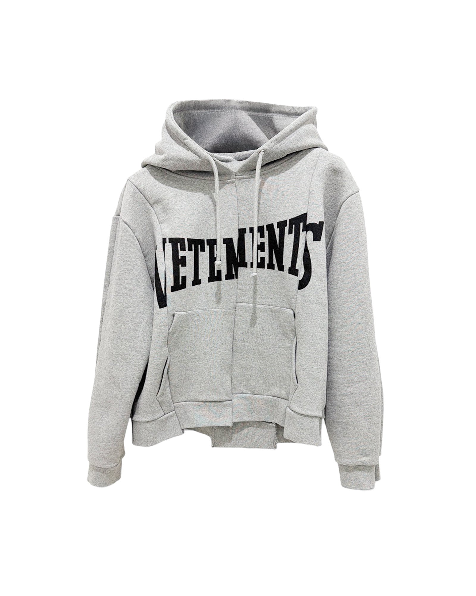 CUT-UP LOGO FITTED HOODIE / GREY MELANGE
