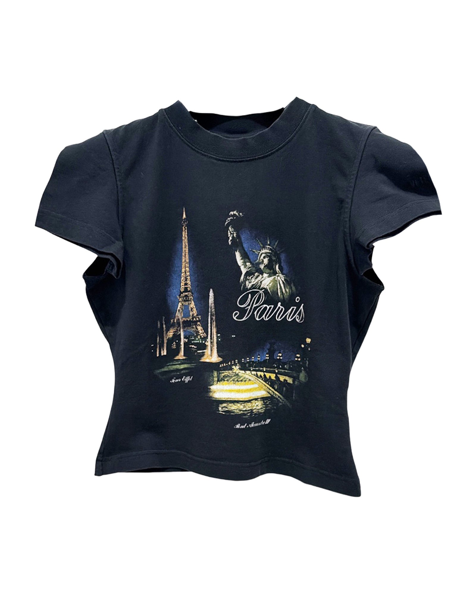 PARIS TOURIST FRONT SLEEVE BABY T-SHIRT / BLACK