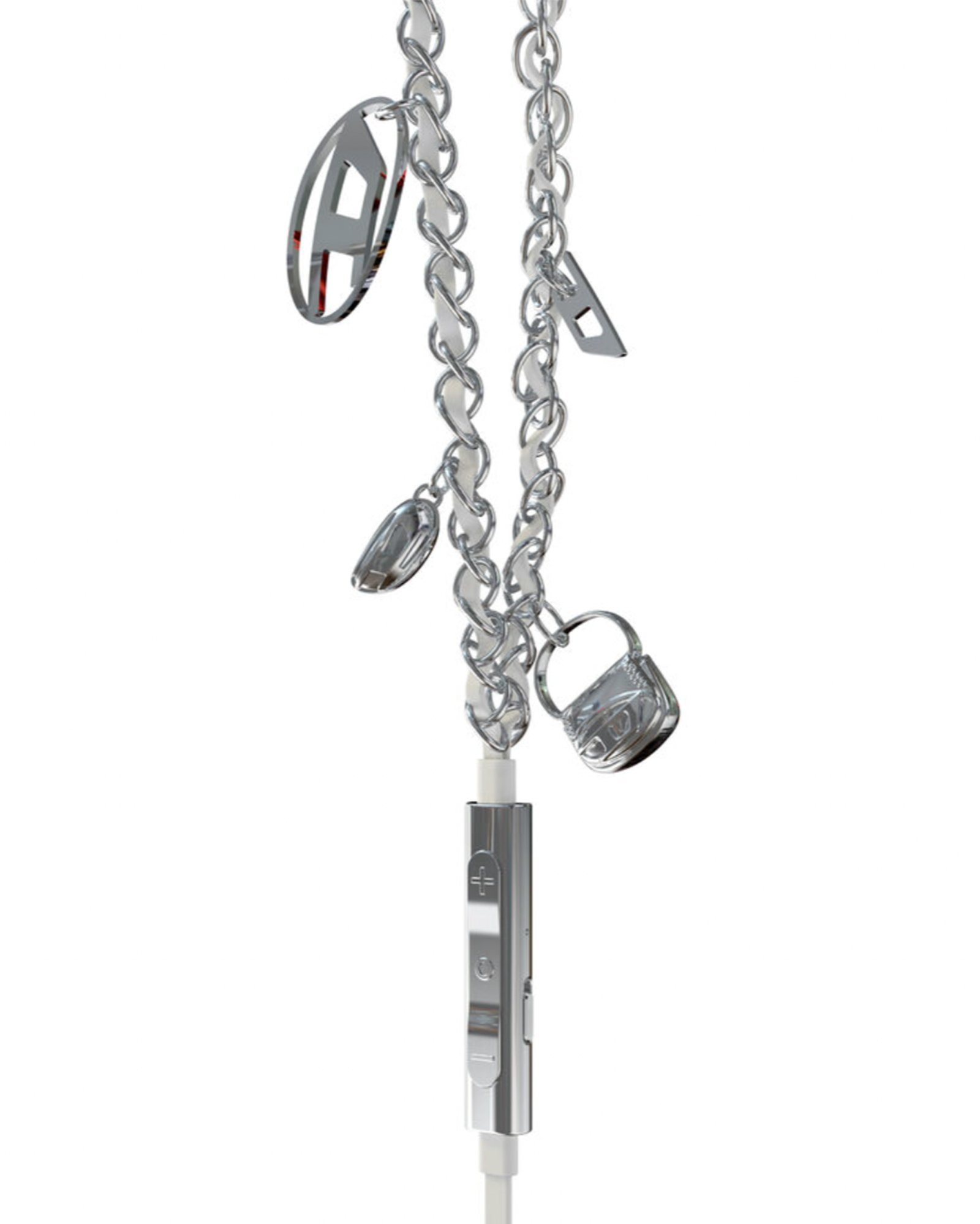 DIESEL・diesel -  "WIRDE EARBUDS AND CHARMS" / SILVER