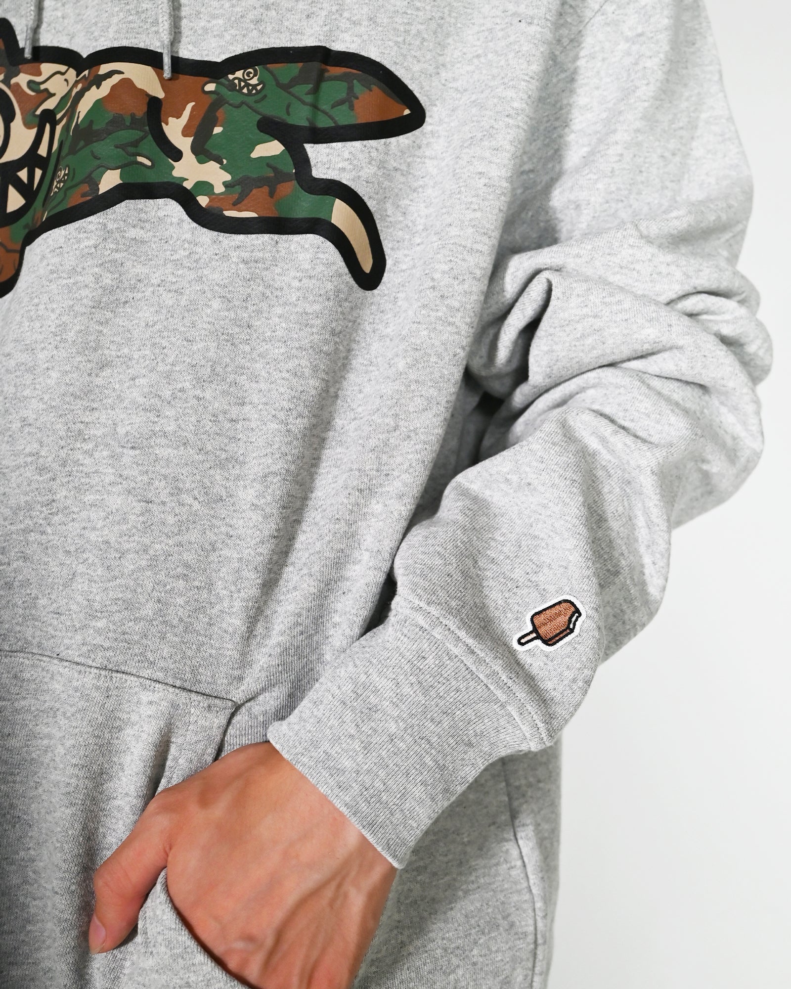 BILLIONAIRE BOYS CLUB / ICECREAM・ビリオネアボーイズクラブ/アイスクリーム - パーカー・フーディ WOODLAND CAMO RUNNING DOG POPOVER HOOD / HEATHER GRAY