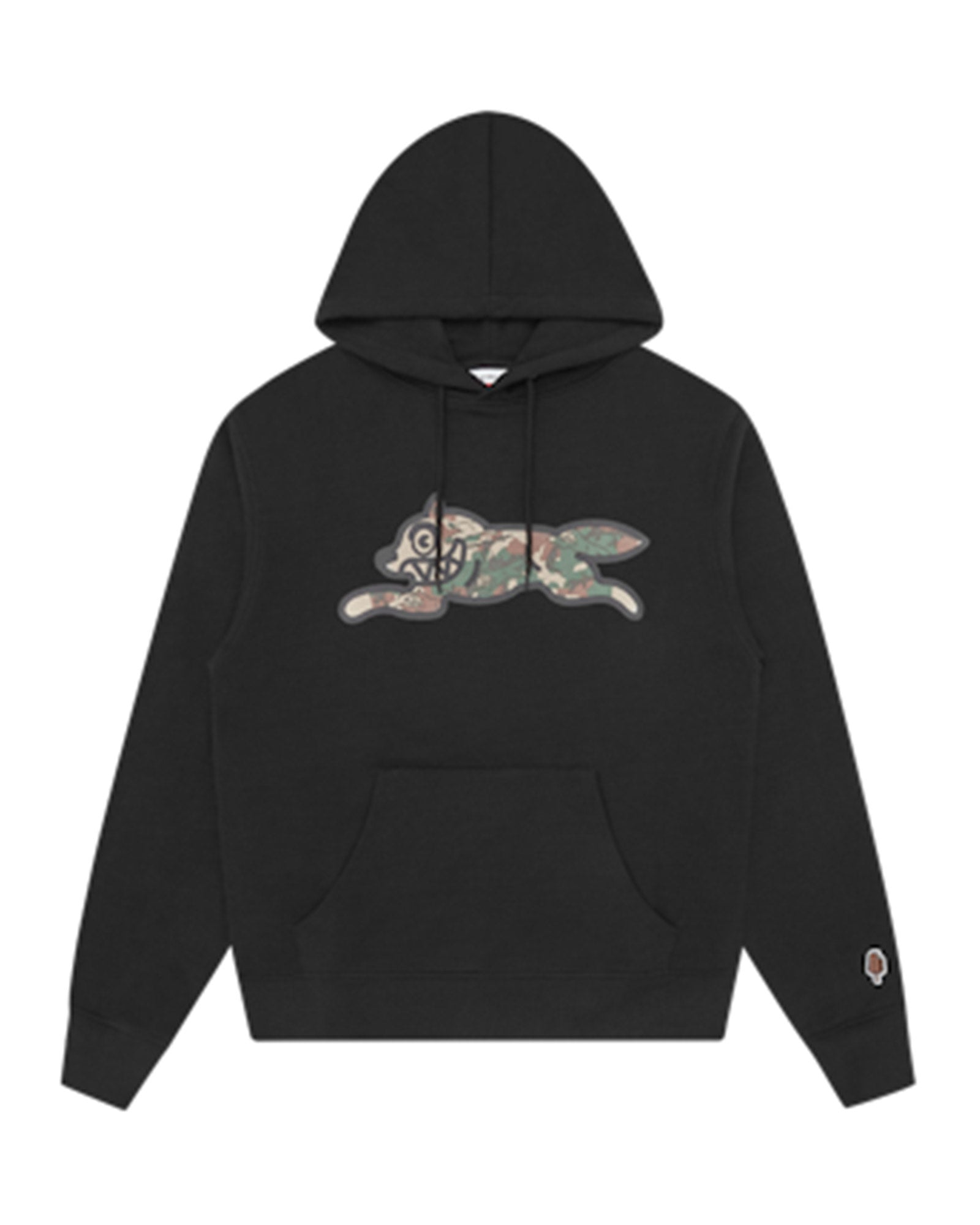 WOODLAND CAMO RUNNING DOG POPOVER HOOD / BLACK