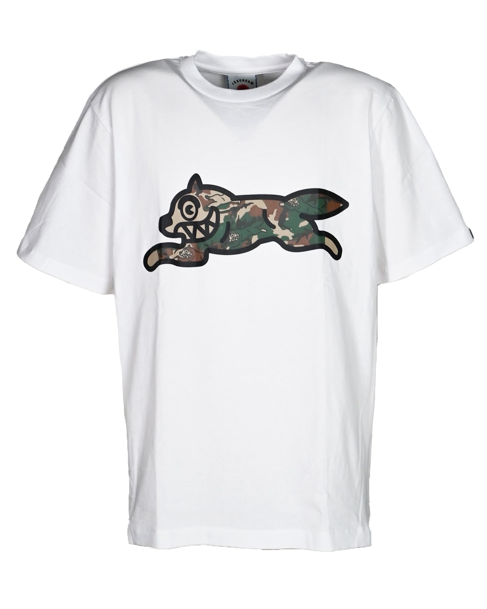 WOODLAND CAMO RUNNING DOG T-SHIRT / WHITE