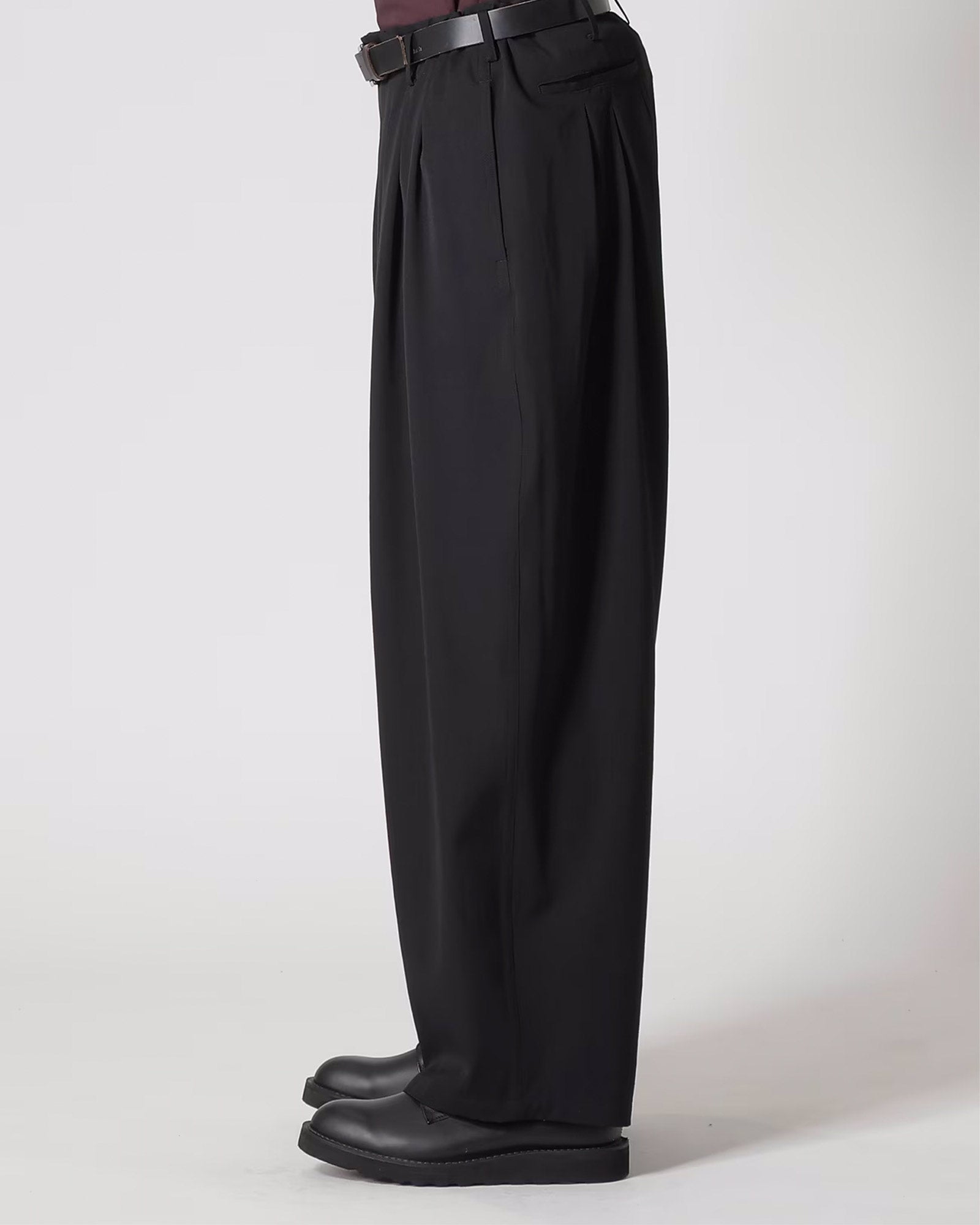 Y's for men・ワイズ フォー メン - その他パンツ WOOL GABARDINE 12-TUCKS PANTS / BLACK