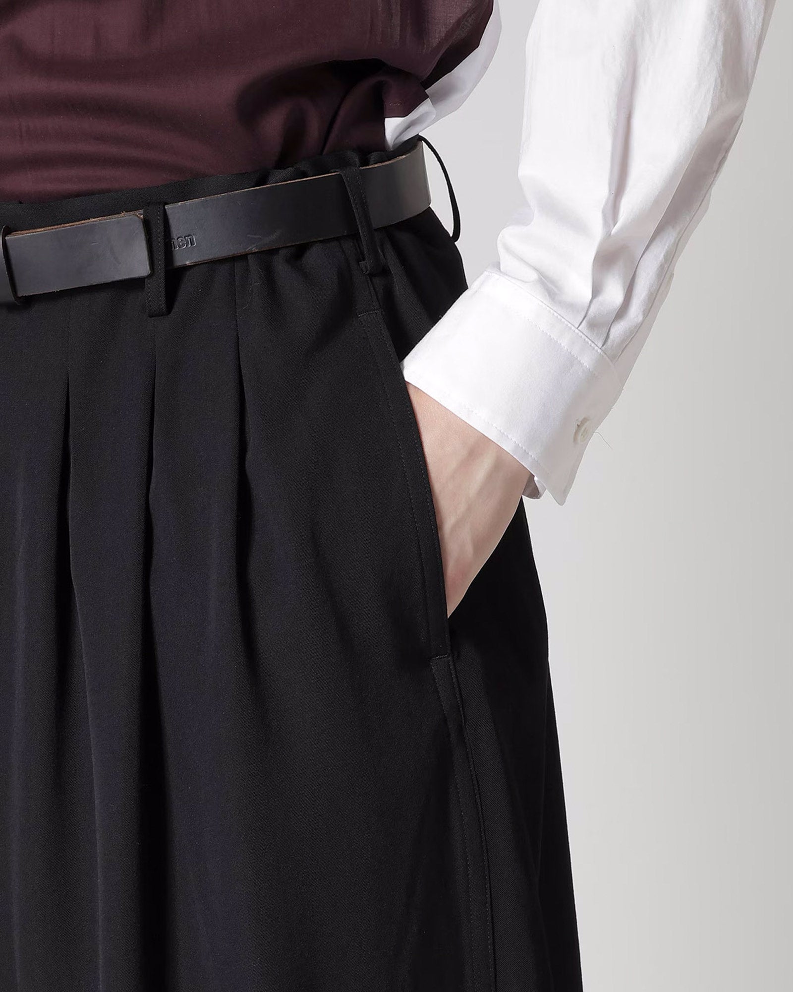 Y's for men・ワイズ フォー メン - その他パンツ WOOL GABARDINE 12-TUCKS PANTS / BLACK