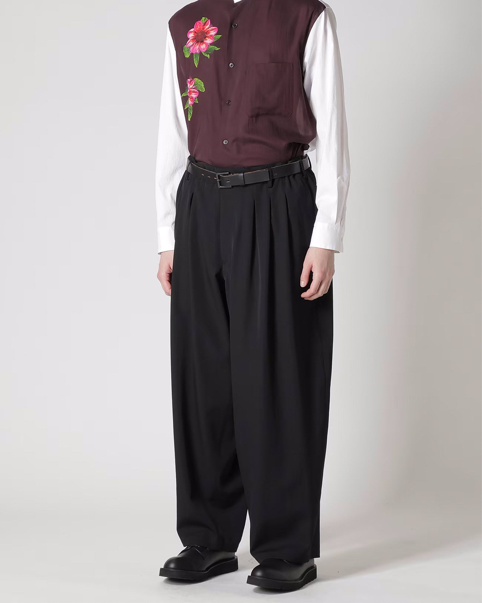 Y's for men・ワイズ フォー メン - その他パンツ WOOL GABARDINE 12-TUCKS PANTS / BLACK