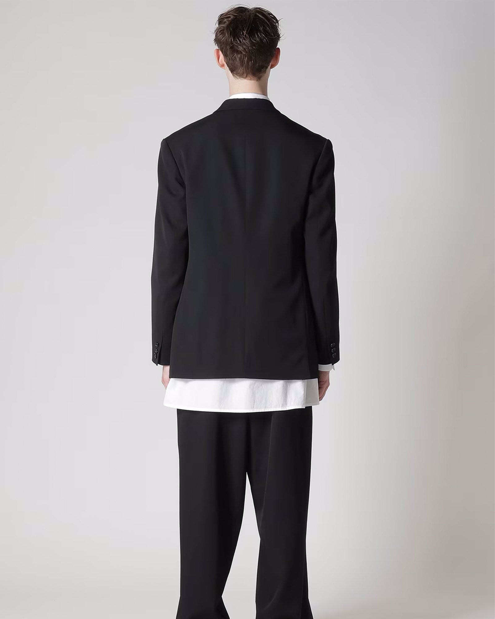 Y's for men・ワイズ フォー メン - テーラードジャケット WOOL GABARDINE JACKET WITH A RIGHT LAPEL TAB / BLACK