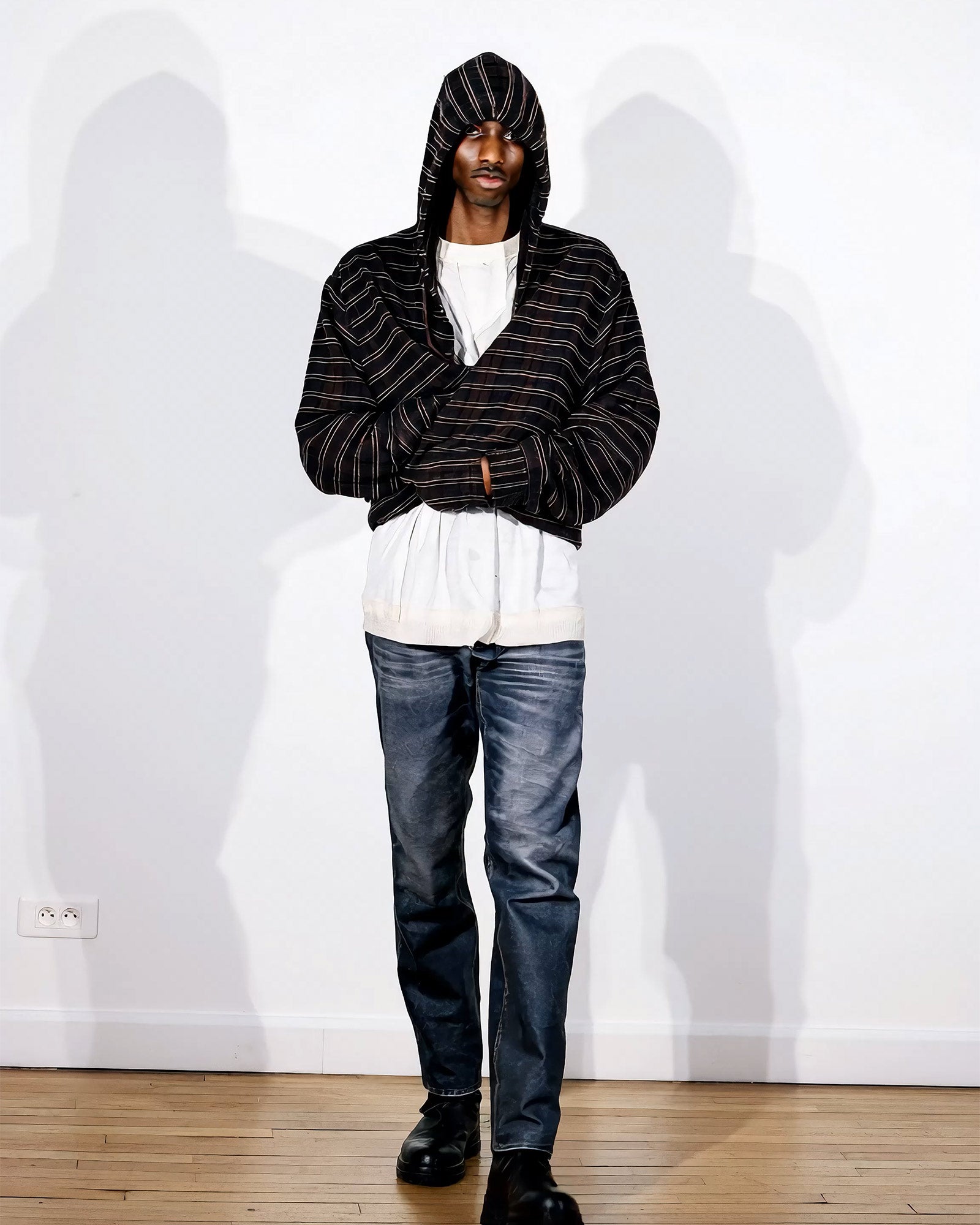 424・フォートゥーフォー - トップス WRAPPED HOODIE/CHOCOLATE