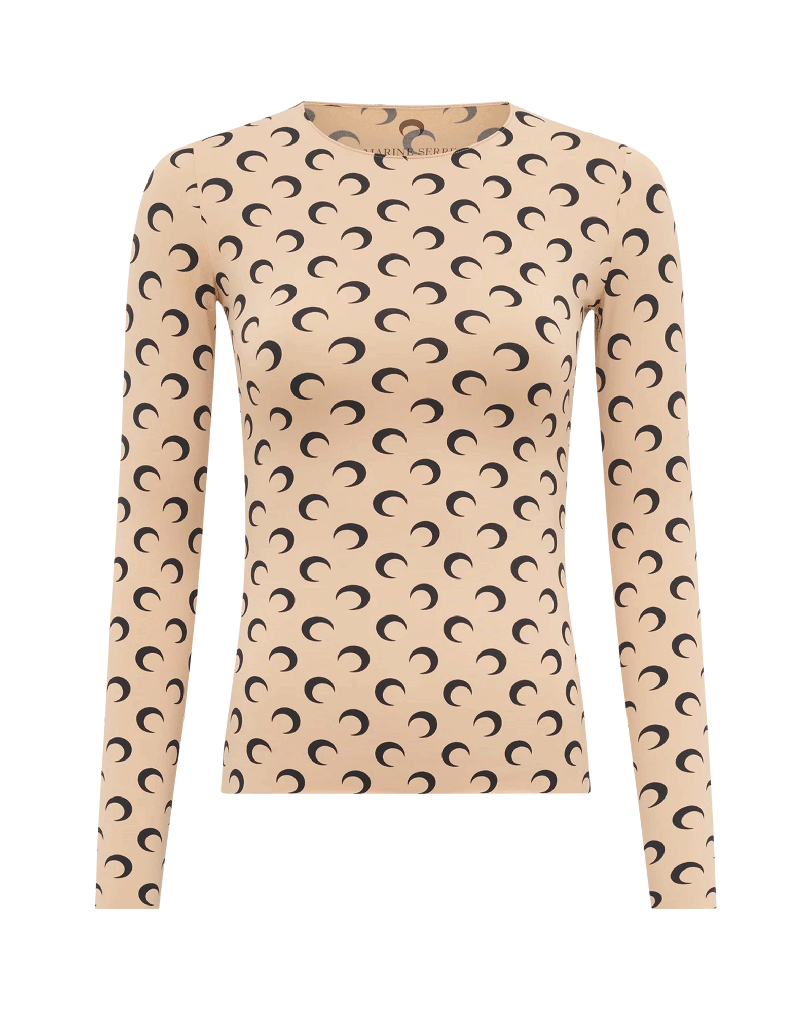 MOON PRINTED JERSEY LS CREWNECK TOP / TAN