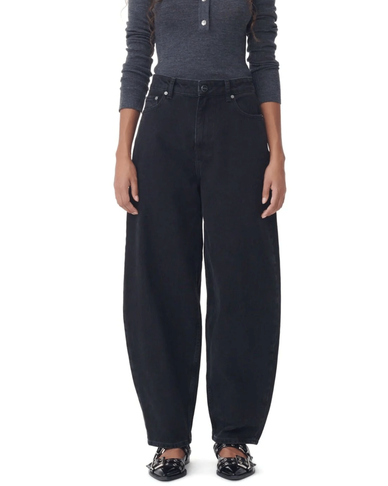 GANNI・ガニー - デニムパンツ RIGID DENIM STARY / WASHED BLACK / BLACK
