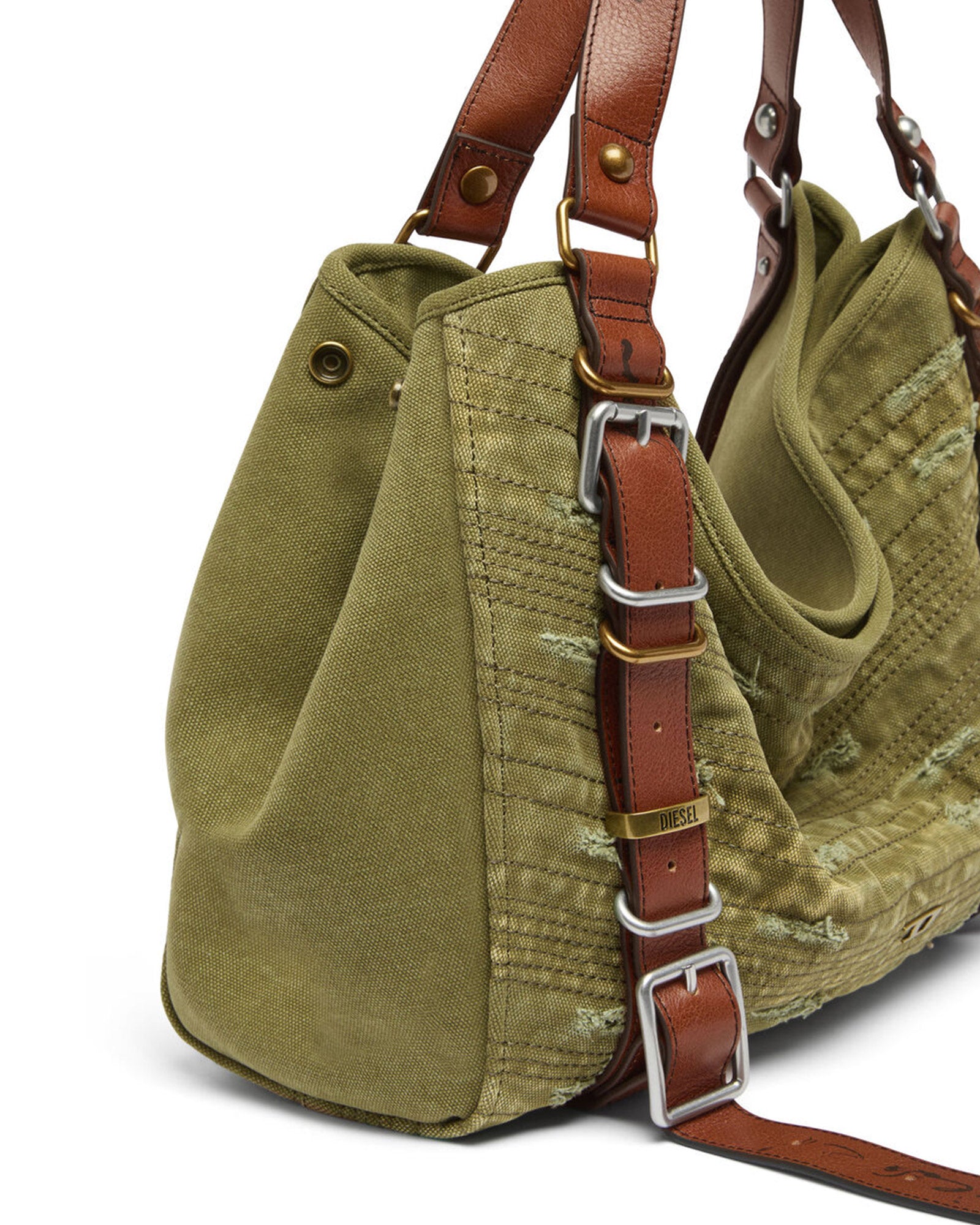 DIESEL・diesel -  D-ONE-MEDIUM TOP-HANDLE BAG IN DISTRESSED CANVAS / MILITARY GREEN