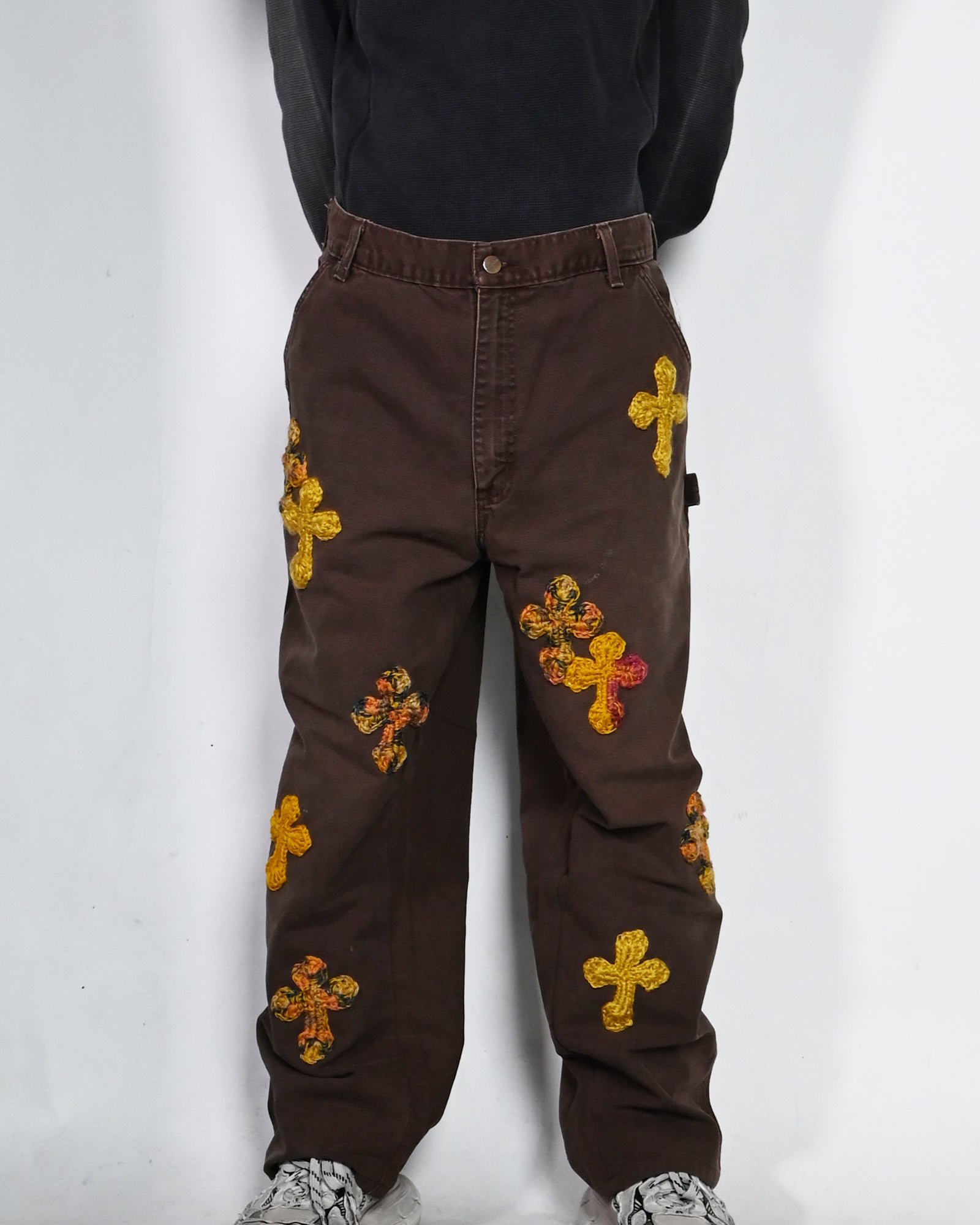 Y.A.R.N.・ヤーン - デニムパンツ Y.A.R.N. CARHARTT REMAKED PANTS-11 / BROWN