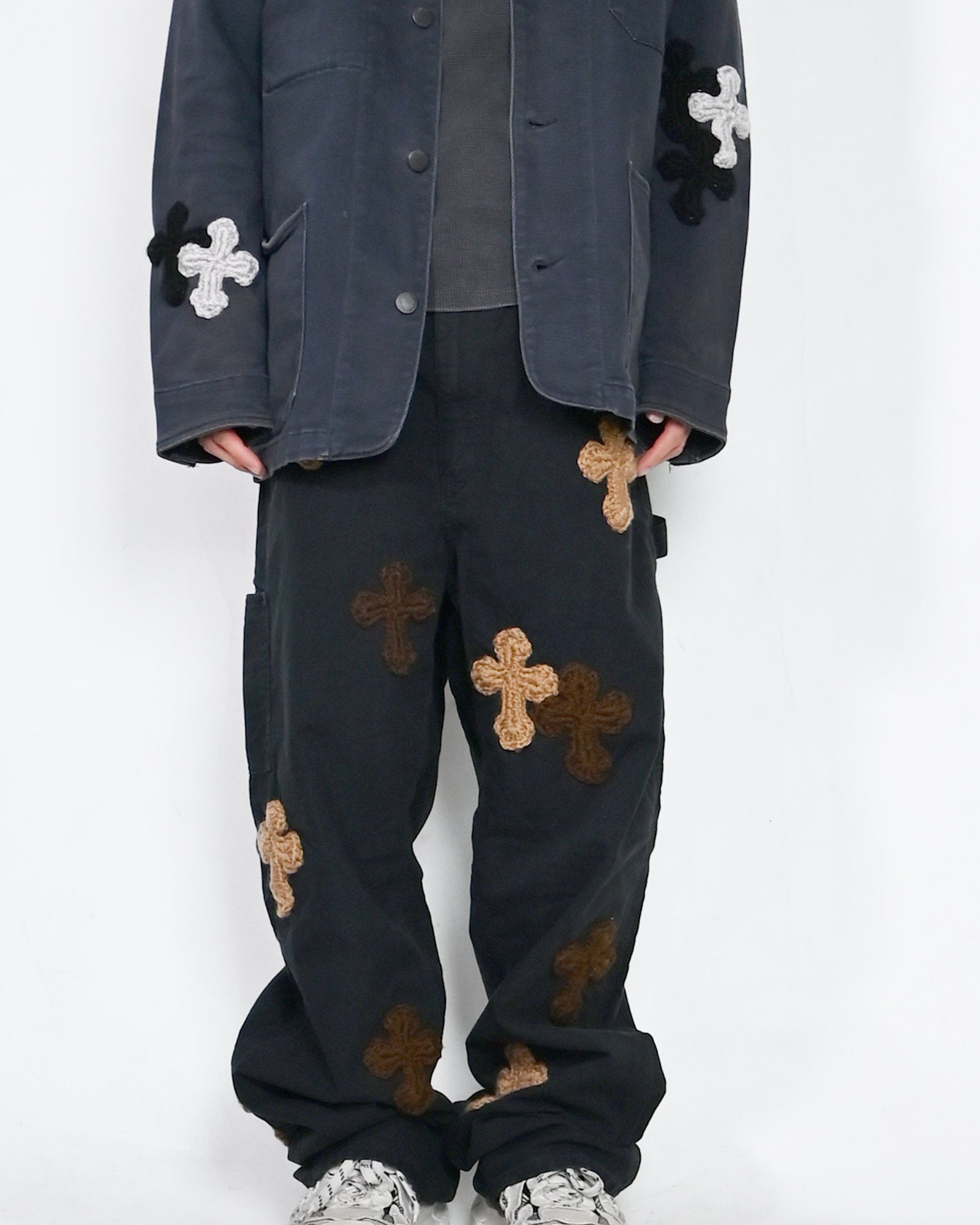 Y.A.R.N.・ヤーン - デニムパンツ Y.A.R.N. CARHARTT REMAKED PANTS-2 / BLACK