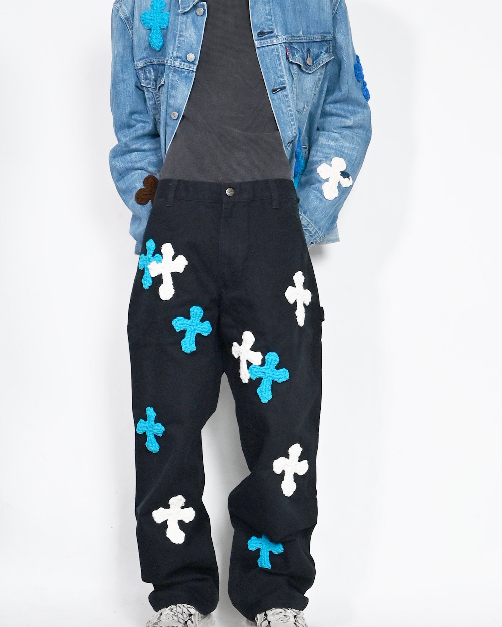Y.A.R.N.・ヤーン - デニムパンツ Y.A.R.N. CARHARTT REMAKED PANTS-4 / BLACK