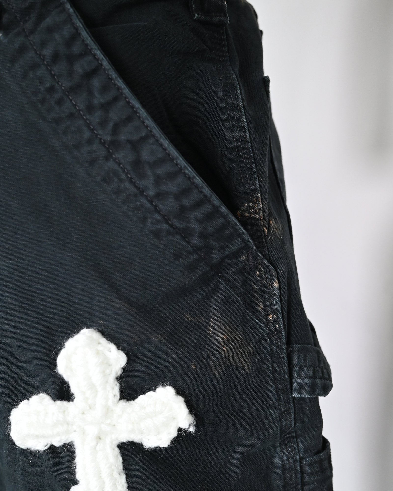 Y.A.R.N.・ヤーン - デニムパンツ Y.A.R.N. CARHARTT REMAKED PANTS-5 / BLACK