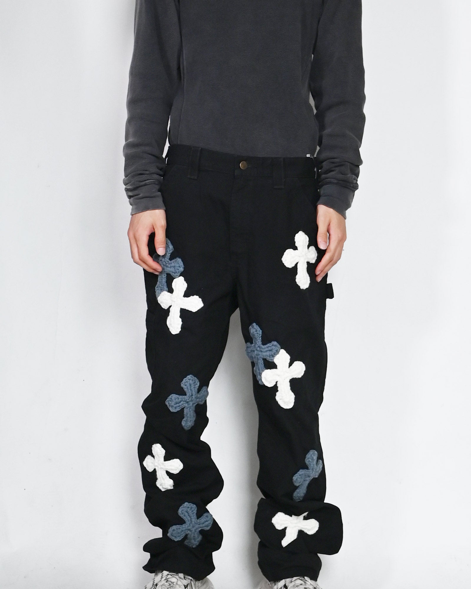 Y.A.R.N.・ヤーン - デニムパンツ Y.A.R.N. CARHARTT REMAKED PANTS-7 / BLACK