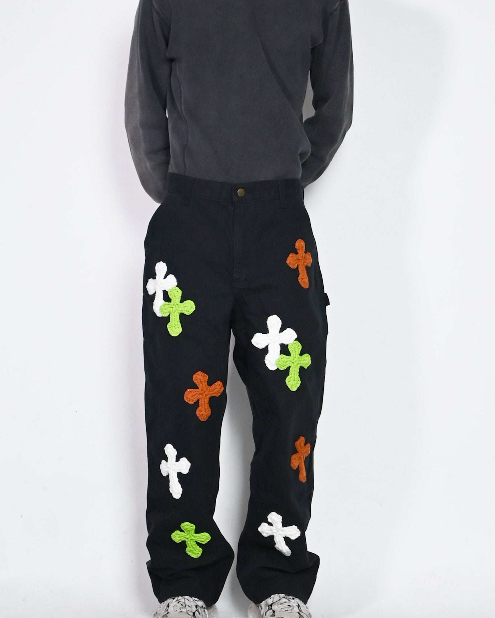 Y.A.R.N.・ヤーン - デニムパンツ Y.A.R.N. CARHARTT REMAKED PANTS-8 / BLACK